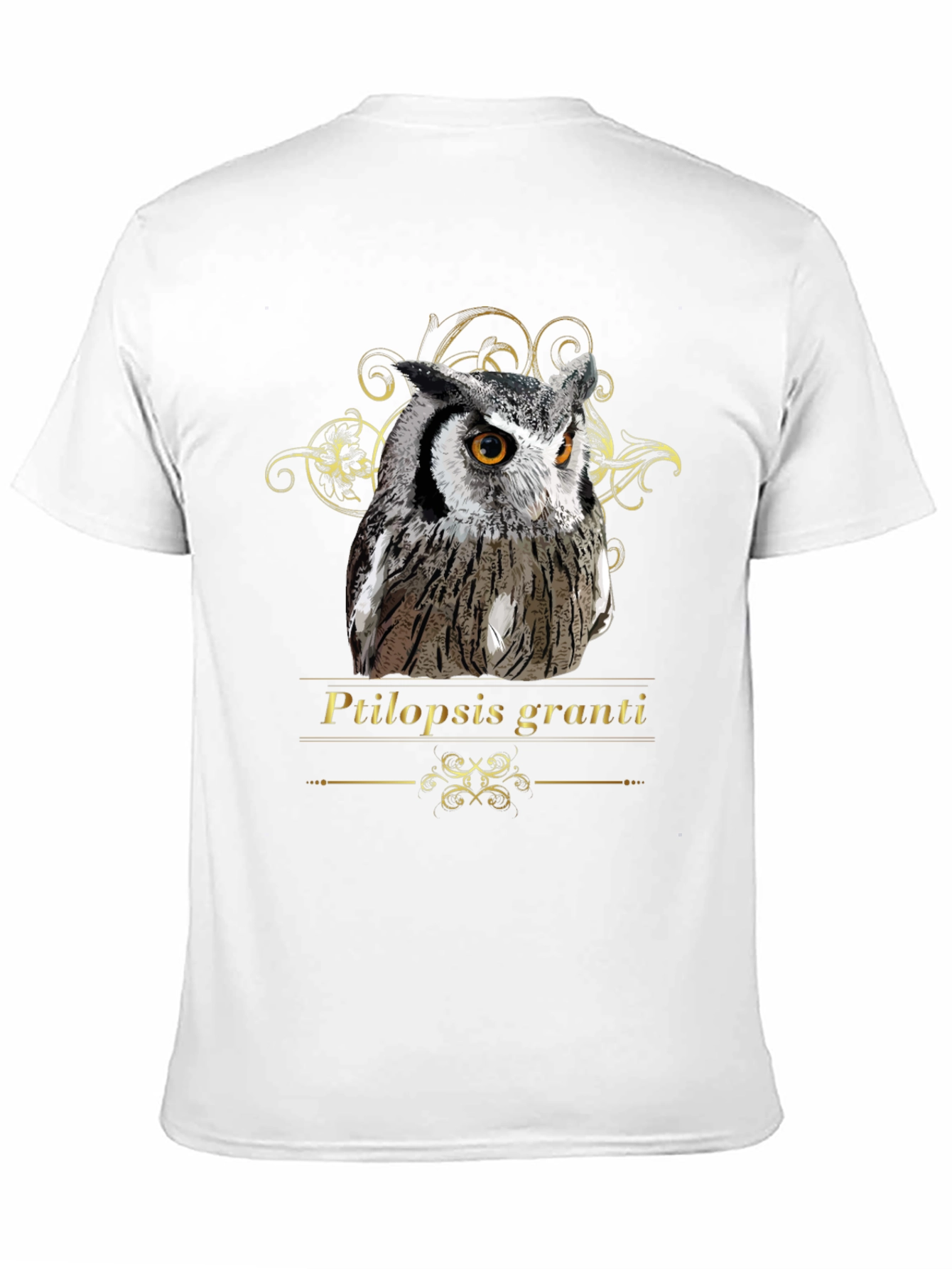 Owl Graphic Black T-Shirt - Ptilopsis Granti Design