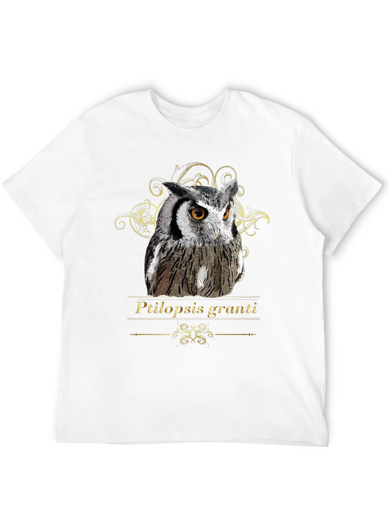 Owl Graphic Black T-Shirt - Ptilopsis Granti Design