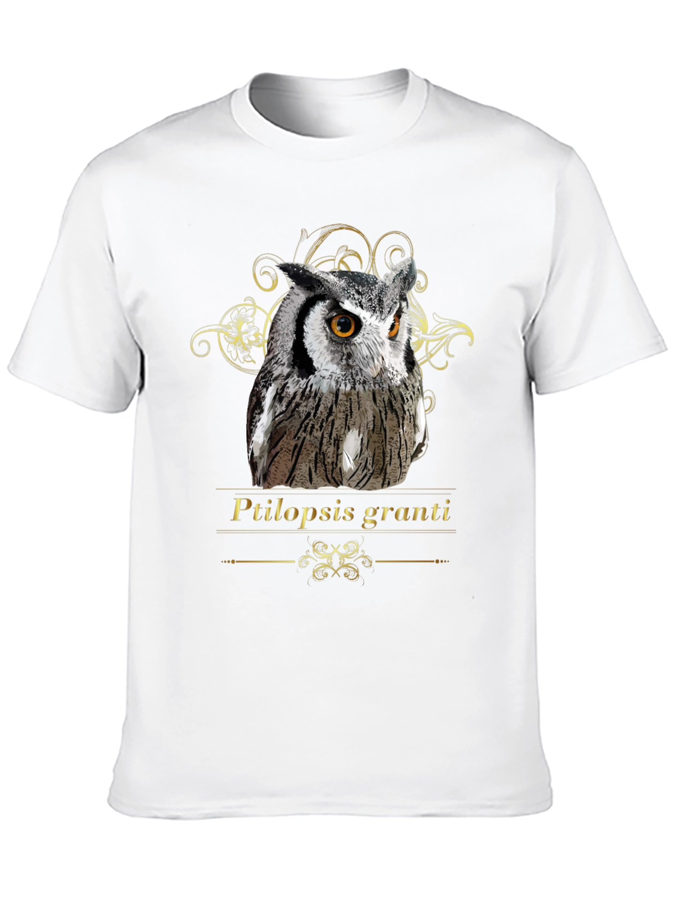 Owl Graphic Black T-Shirt - Ptilopsis Granti Design