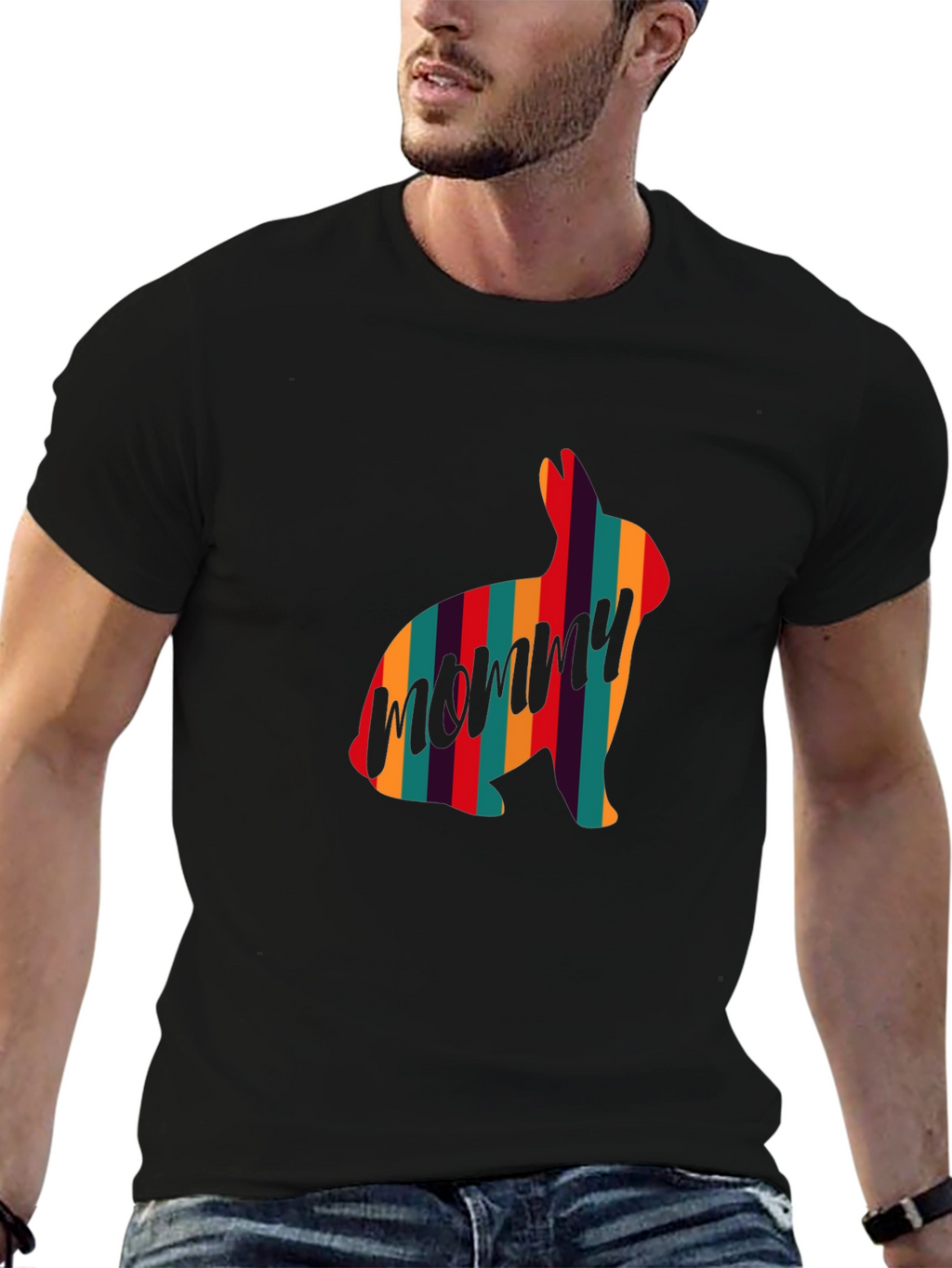 Striped Bunny Mommy T-Shirt