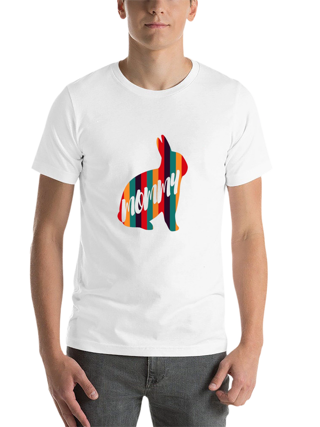 Striped Bunny Mommy T-Shirt