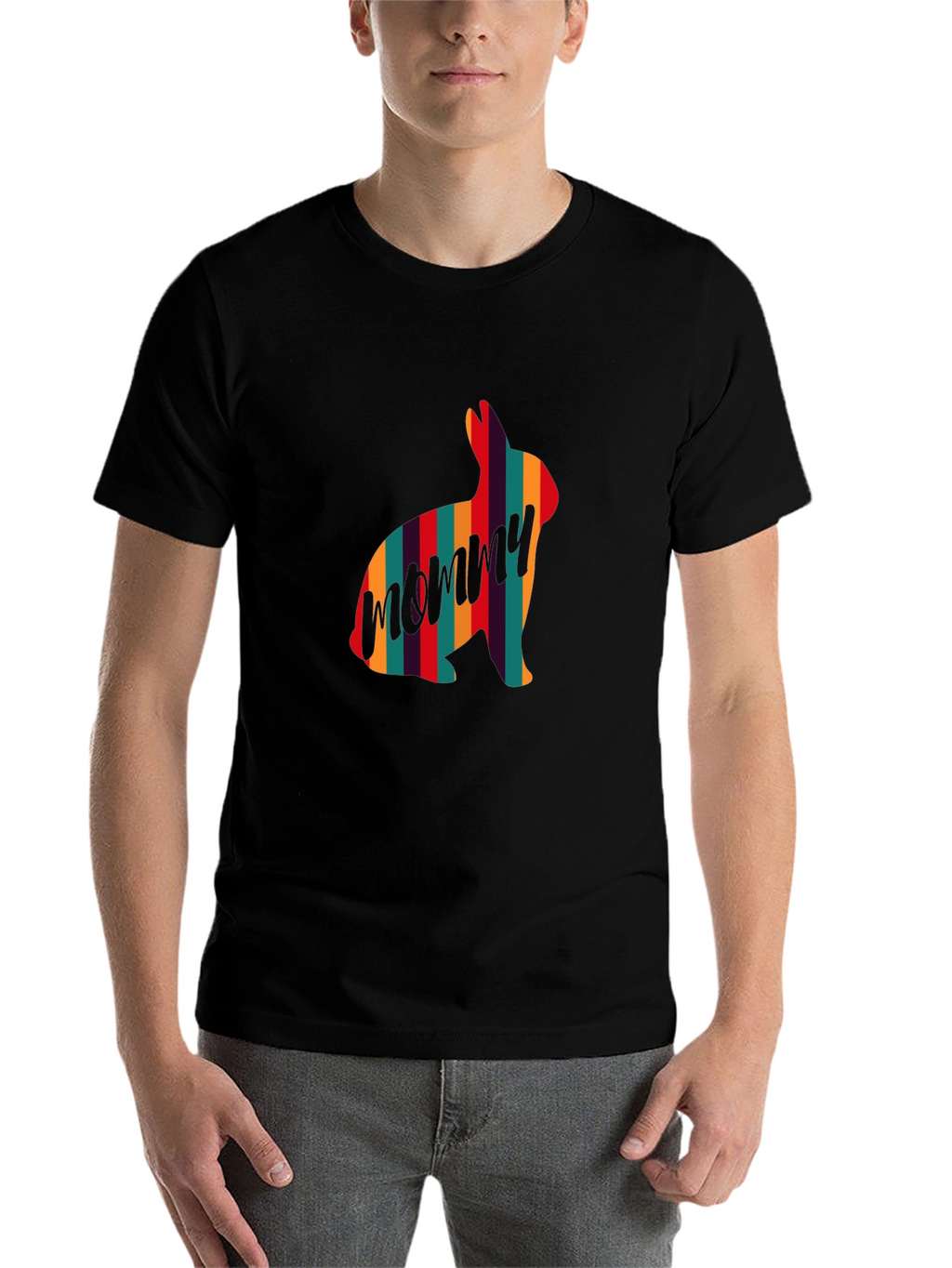Striped Bunny Mommy T-Shirt