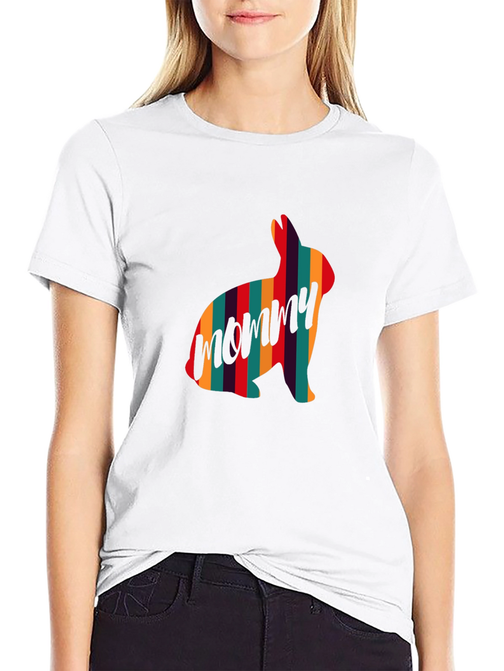 Striped Bunny Mommy T-Shirt