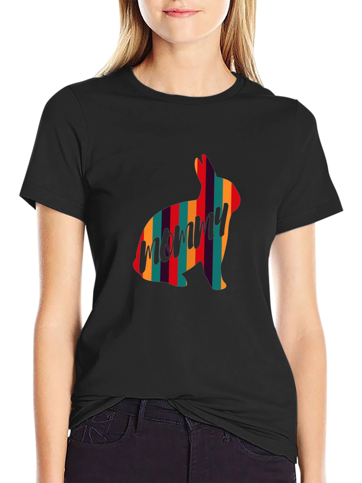 Striped Bunny Mommy T-Shirt