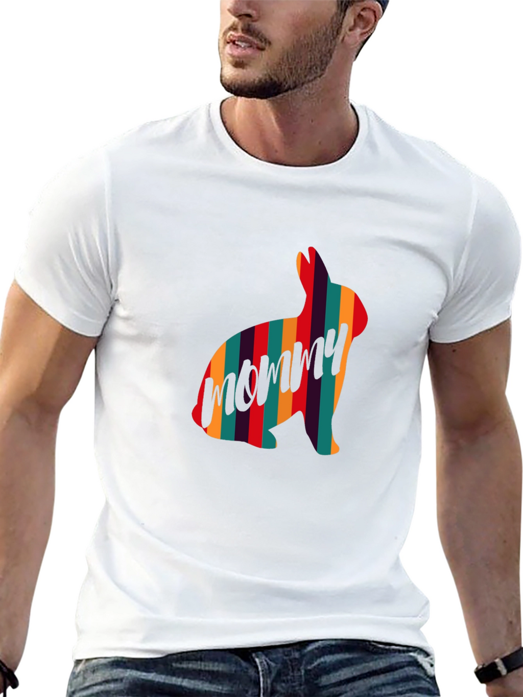 Striped Bunny Mommy T-Shirt