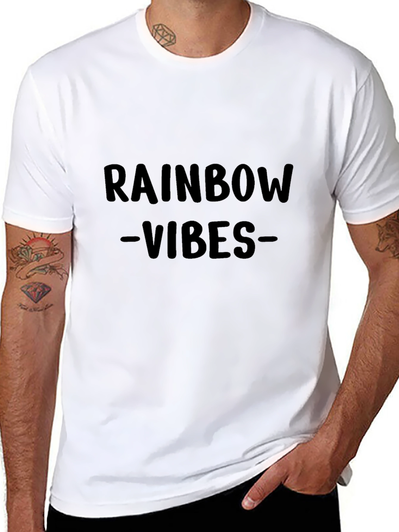Rainbow Vibes Black T-Shirt