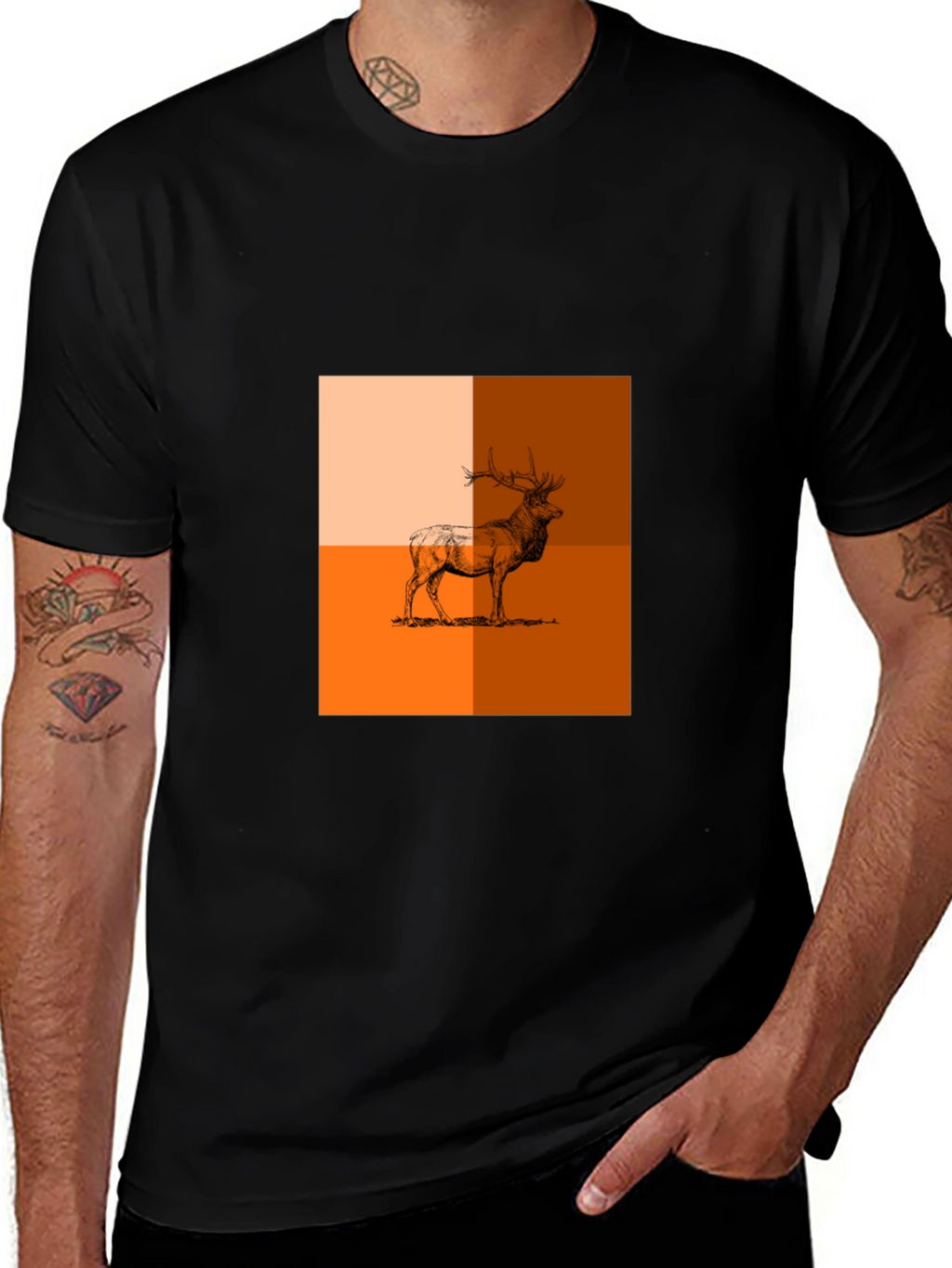 Modern Elk Graphic Tee - Stylish Animal Print Shirt