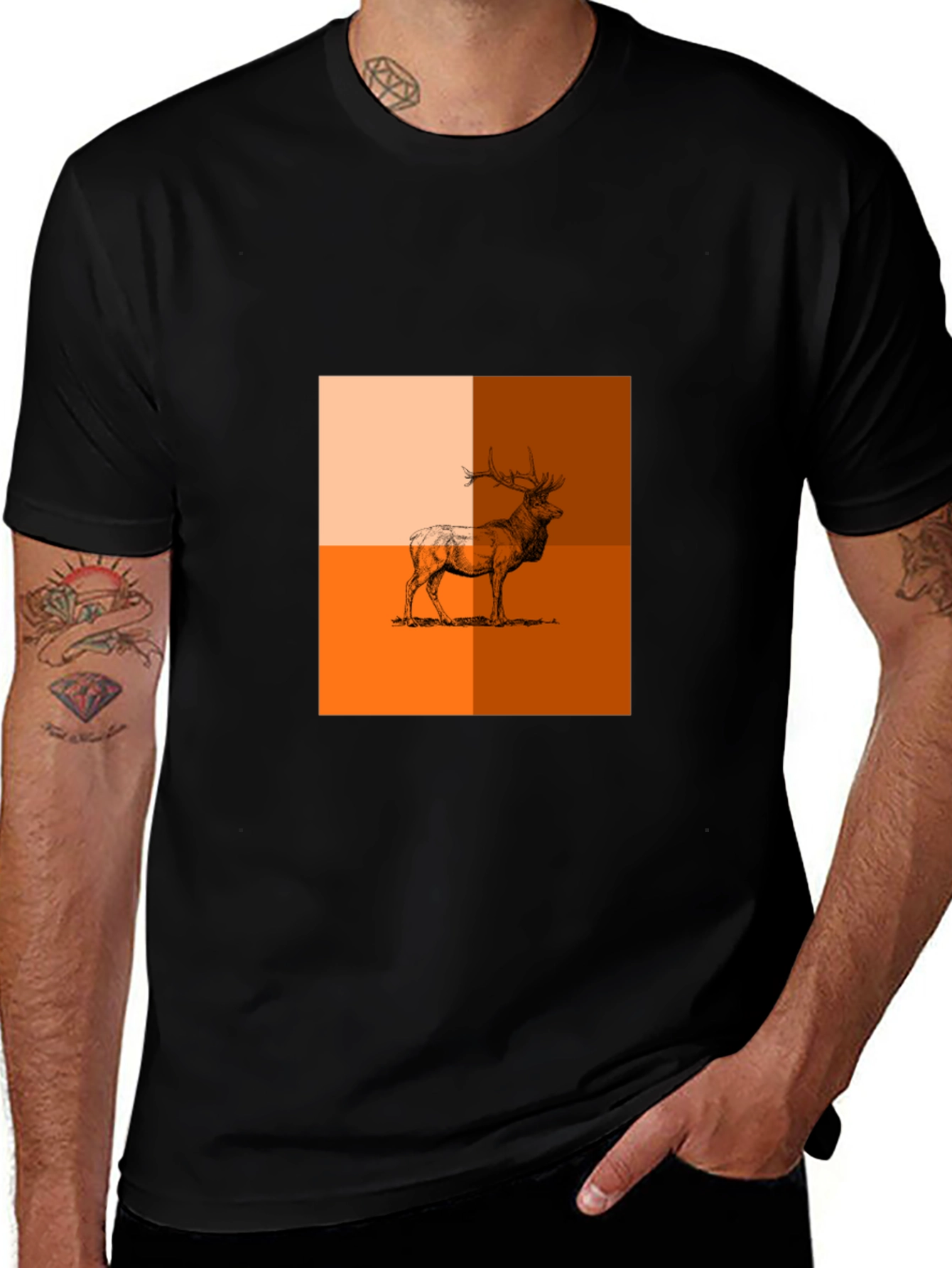 Modern Elk Graphic Tee - Stylish Animal Print Shirt