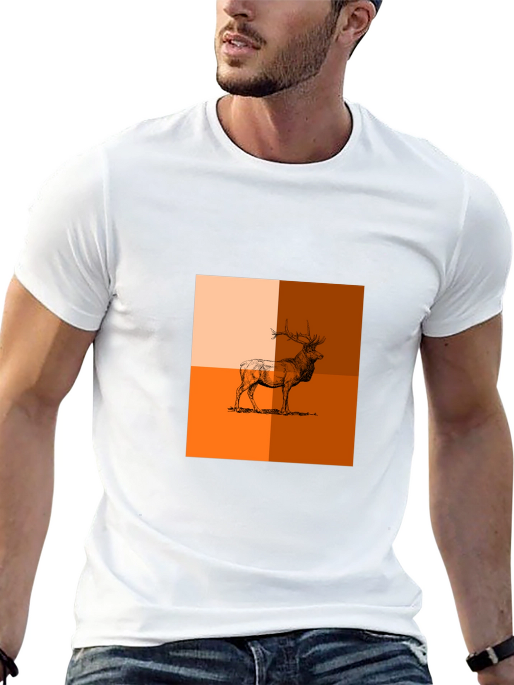Modern Elk Graphic Tee - Stylish Animal Print Shirt