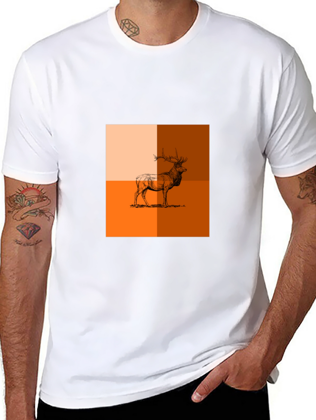 Modern Elk Graphic Tee - Stylish Animal Print Shirt