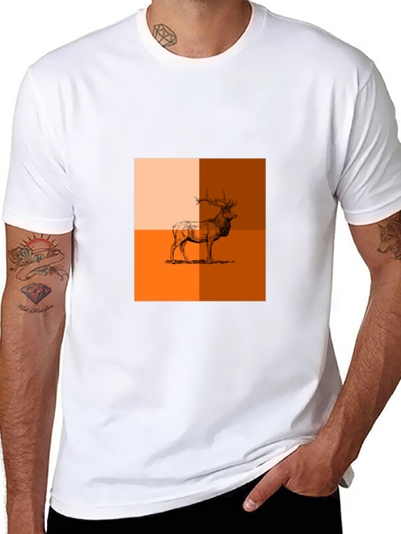 Modern Elk Graphic Tee - Stylish Animal Print Shirt