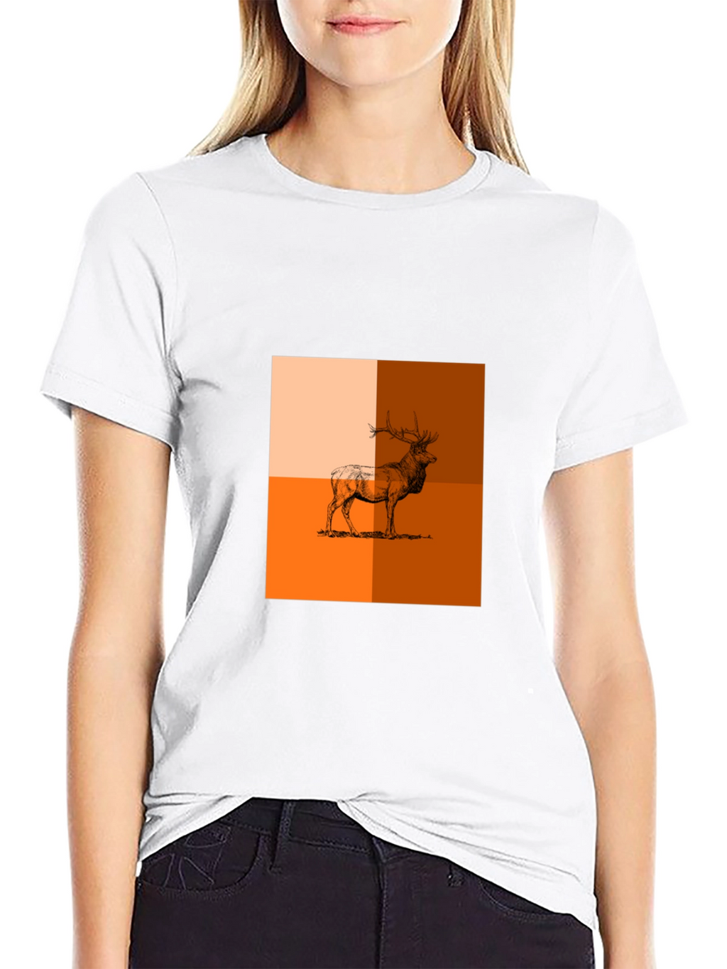 Modern Elk Graphic Tee - Stylish Animal Print Shirt