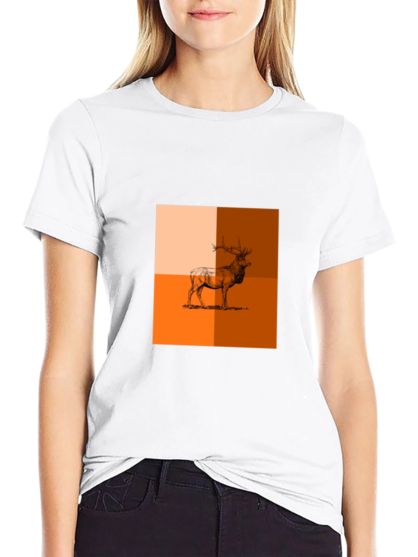 Modern Elk Graphic Tee - Stylish Animal Print Shirt