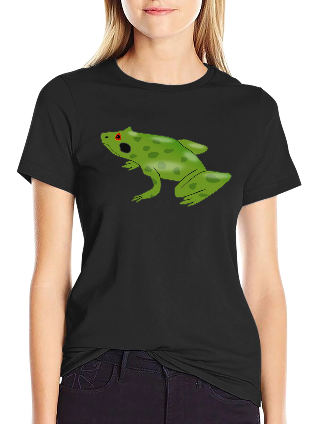 Frog Graphic Tee - Black Cotton Casual Shirt