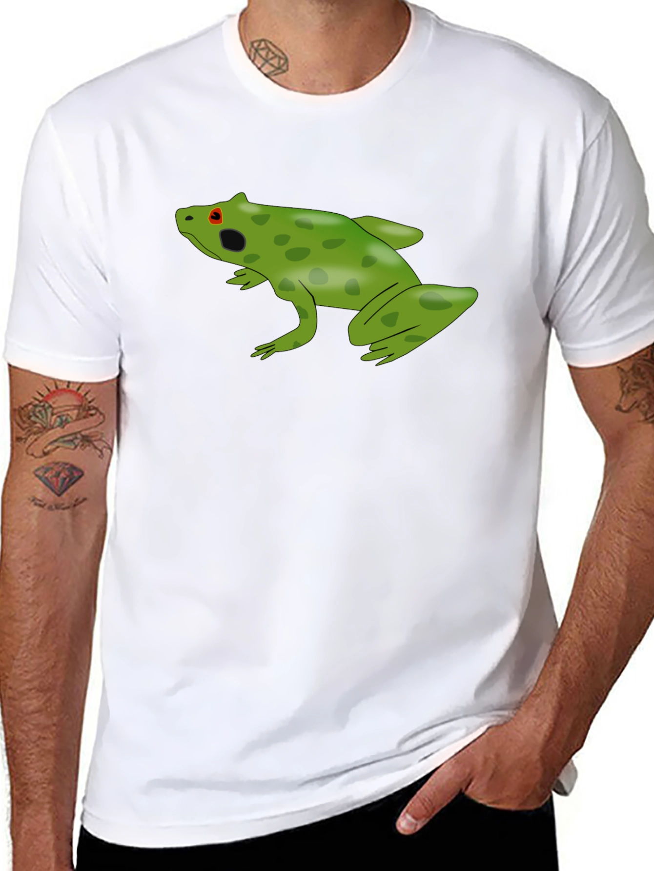 Frog Graphic Tee - Black Cotton Casual Shirt