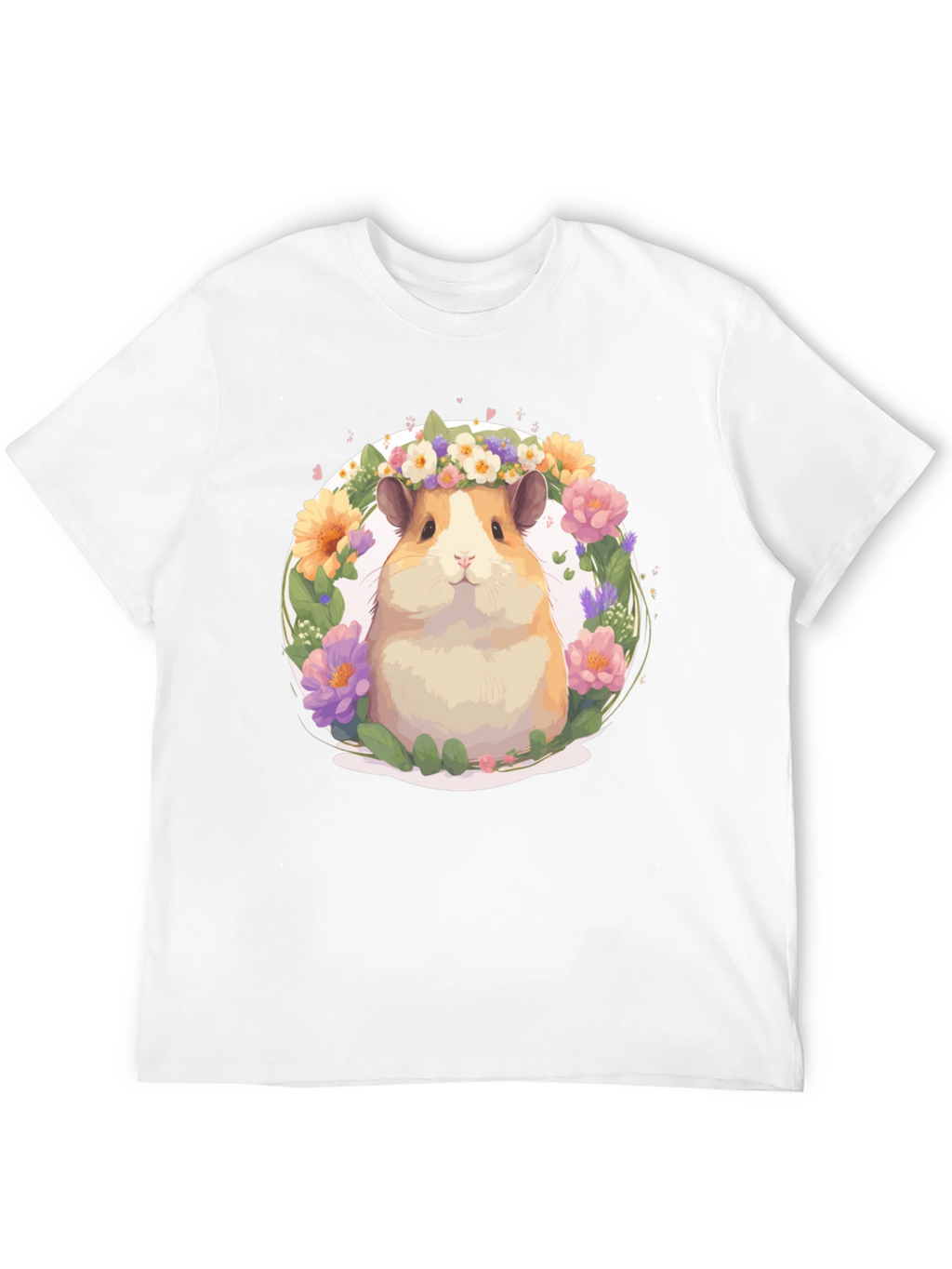 Hamster Floral Crown Black T-Shirt