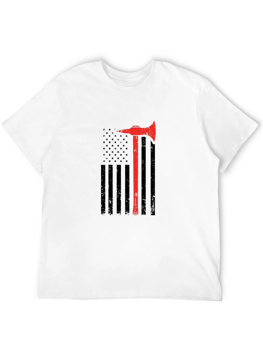 Firefighter Axe Flag T-Shirt - Patriotic Fireman Tee