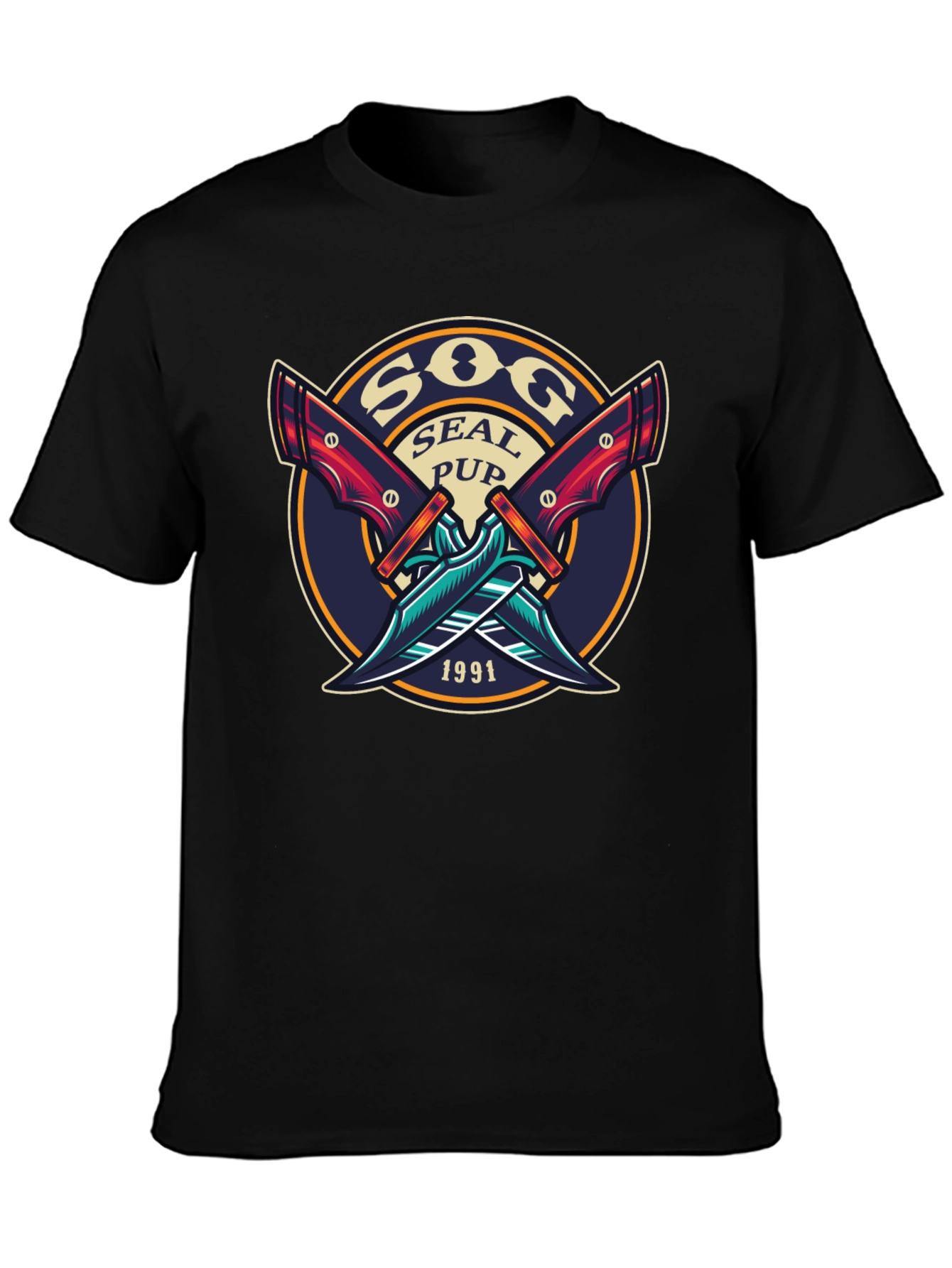 SOG Seal Pup 1991 Black Graphic T-Shirt