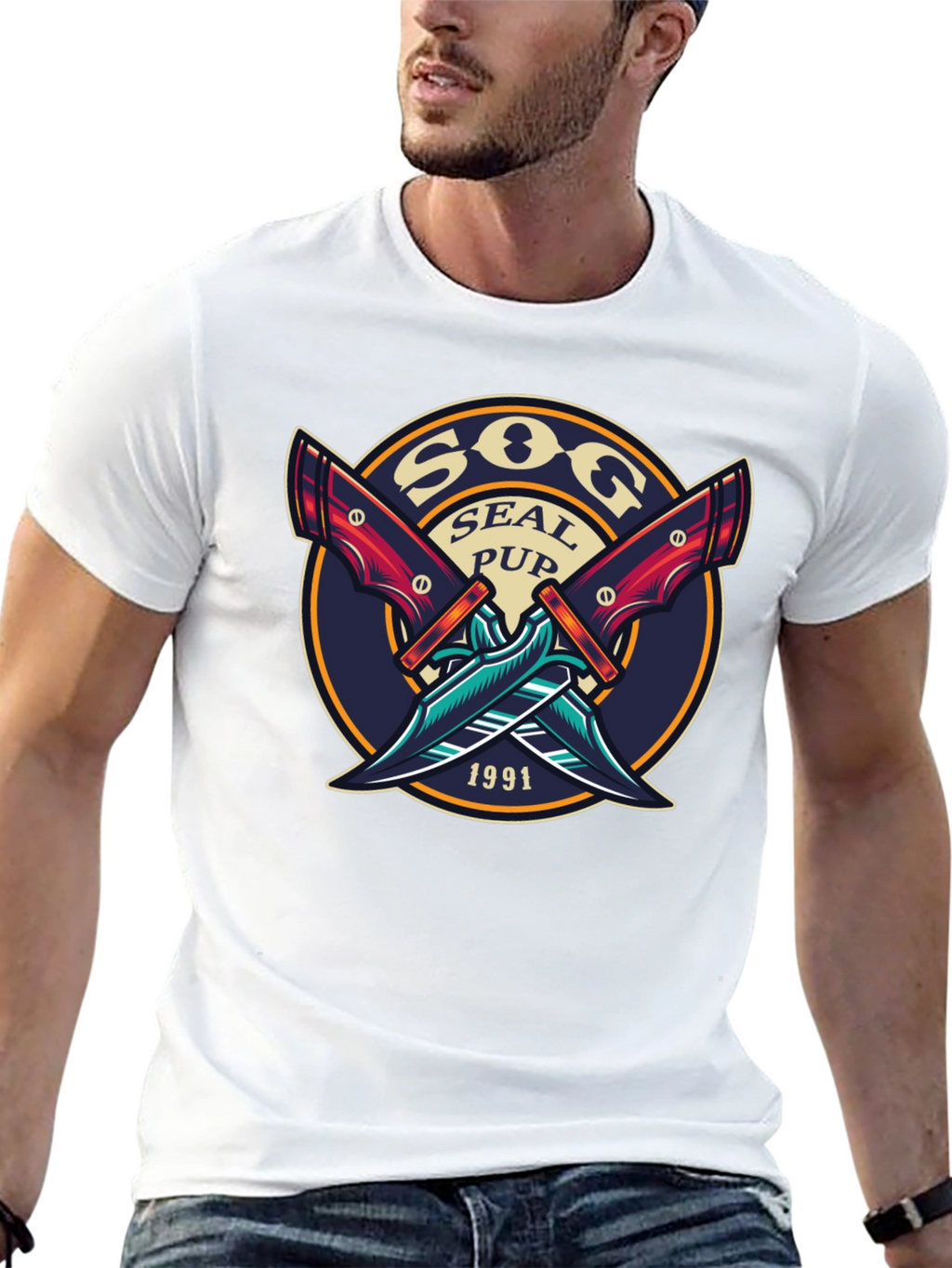 SOG Seal Pup 1991 Black Graphic T-Shirt