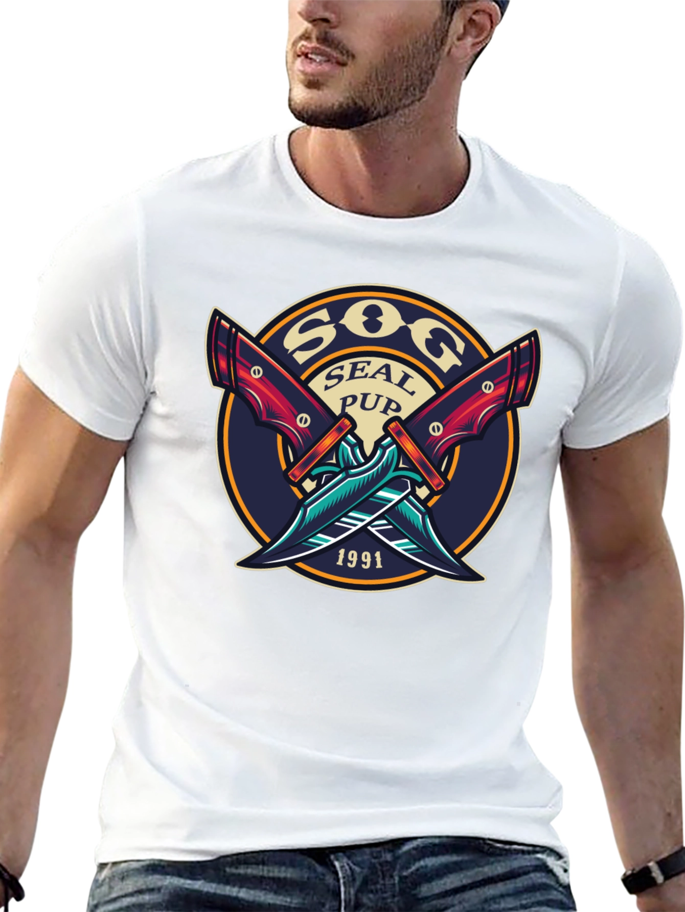 SOG Seal Pup 1991 Black Graphic T-Shirt