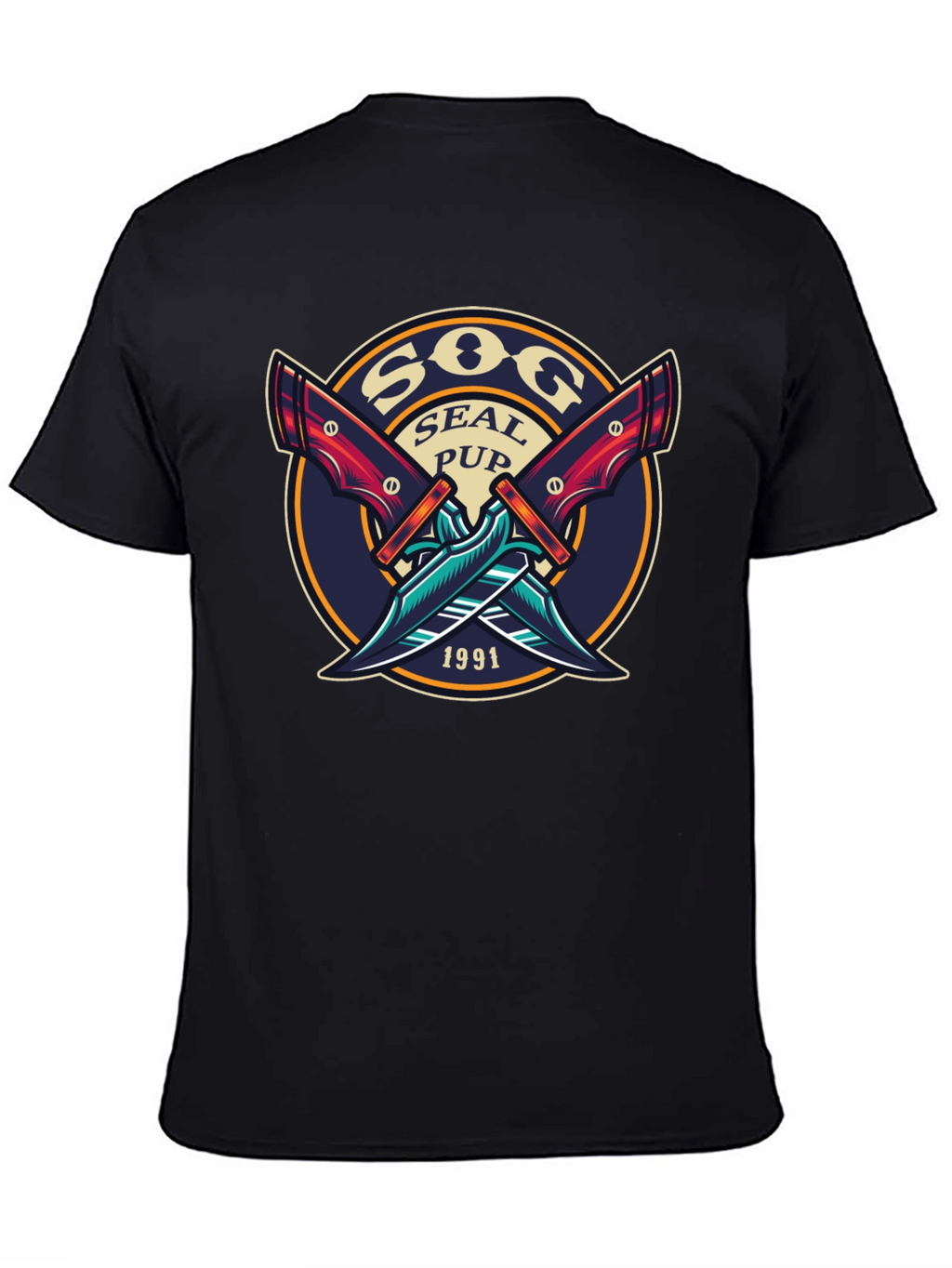 SOG Seal Pup 1991 Black Graphic T-Shirt