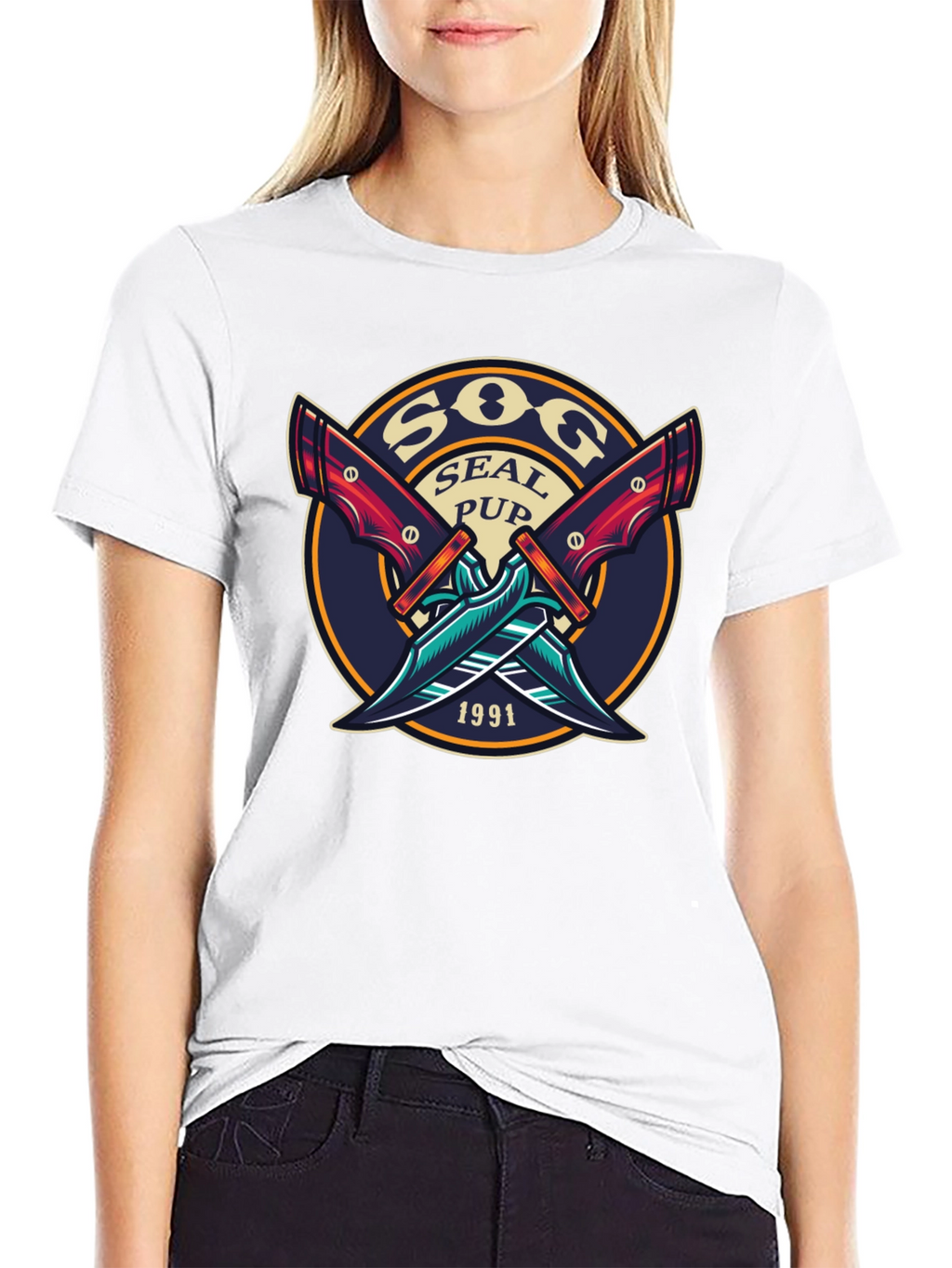 SOG Seal Pup 1991 Black Graphic T-Shirt