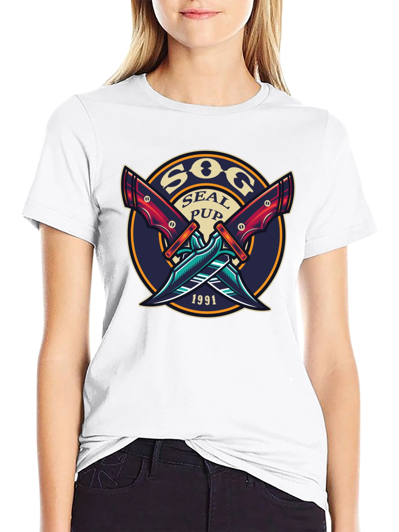 SOG Seal Pup 1991 Black Graphic T-Shirt