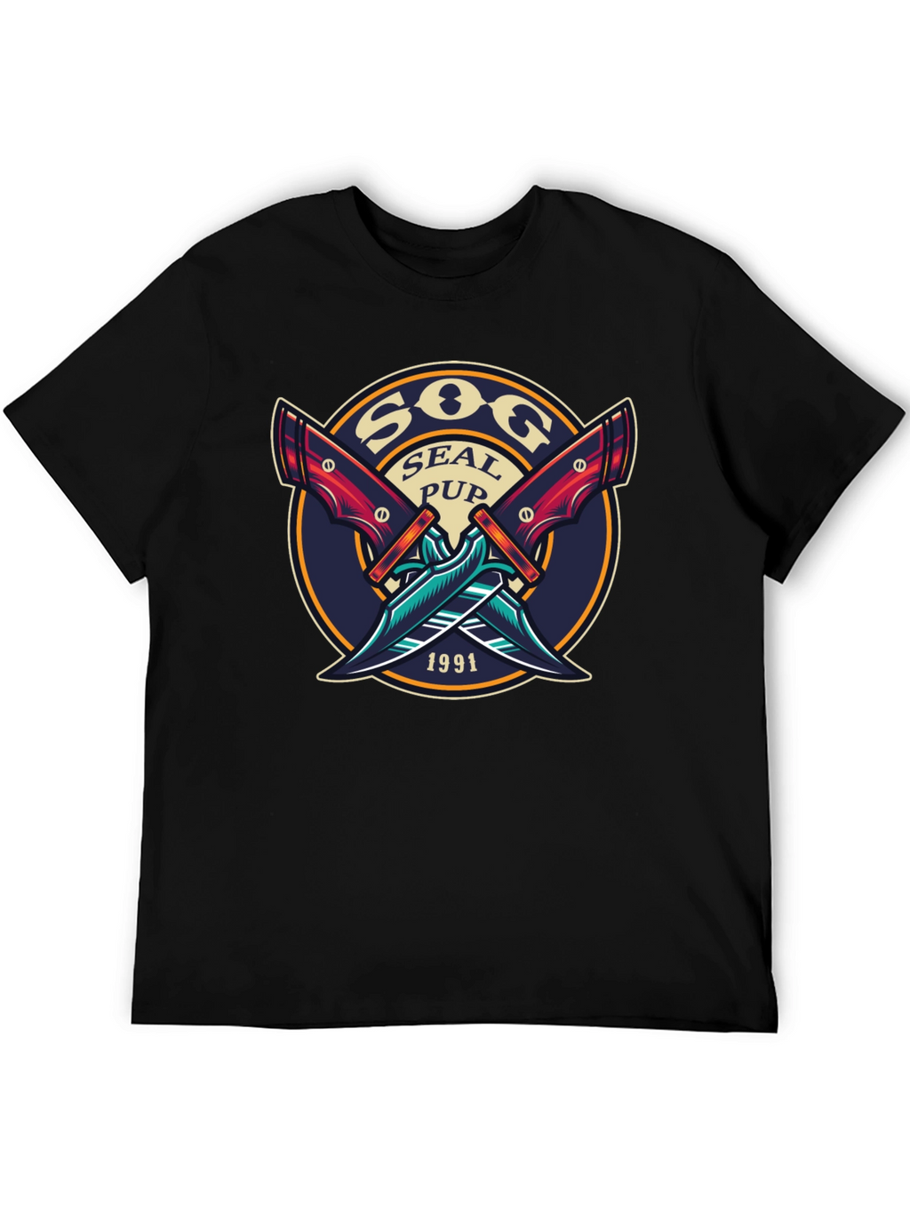 SOG Seal Pup 1991 Black Graphic T-Shirt