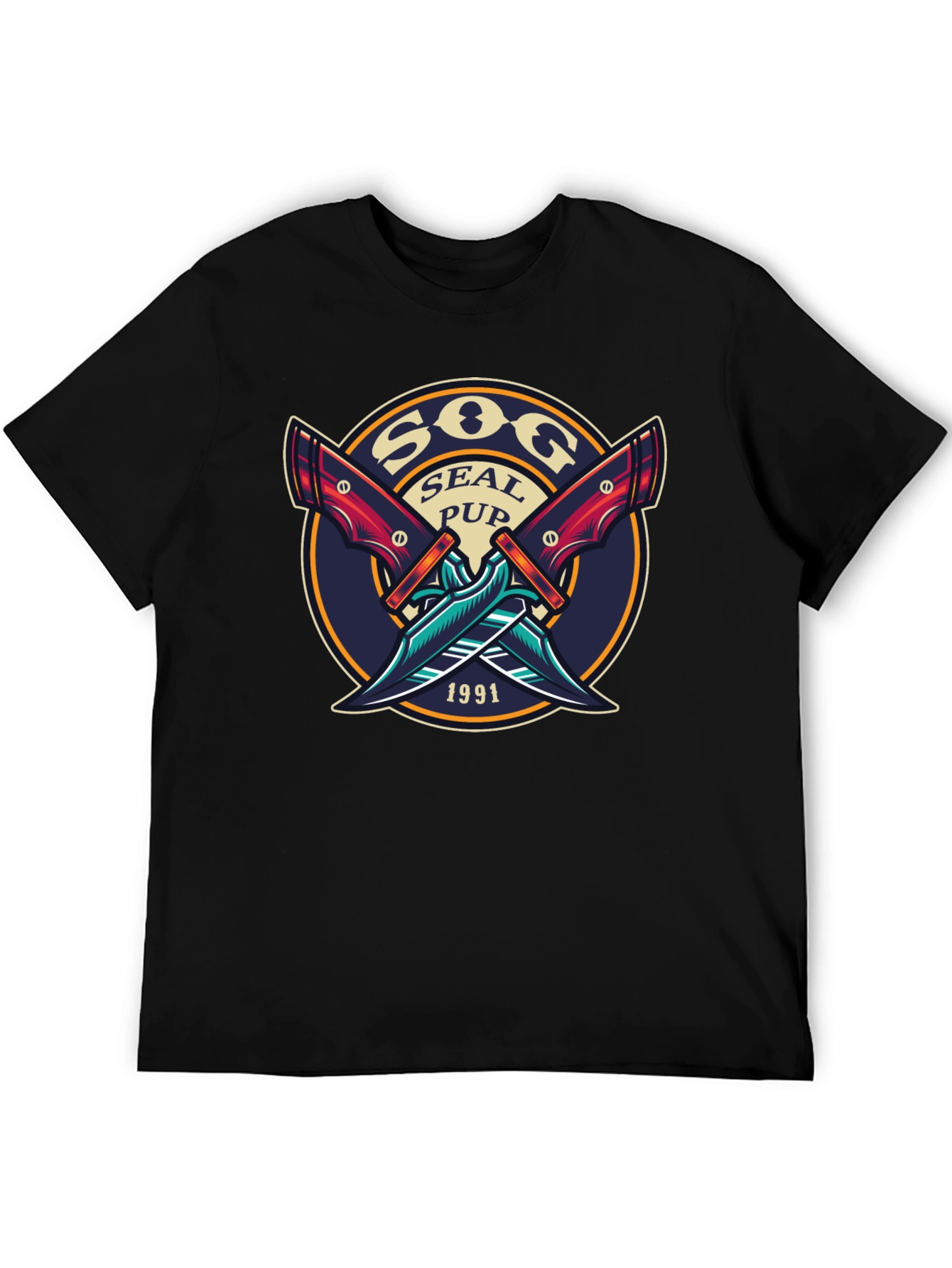SOG Seal Pup 1991 Black Graphic T-Shirt