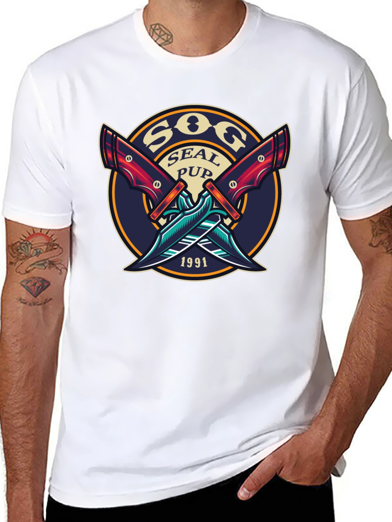 SOG Seal Pup 1991 Black Graphic T-Shirt