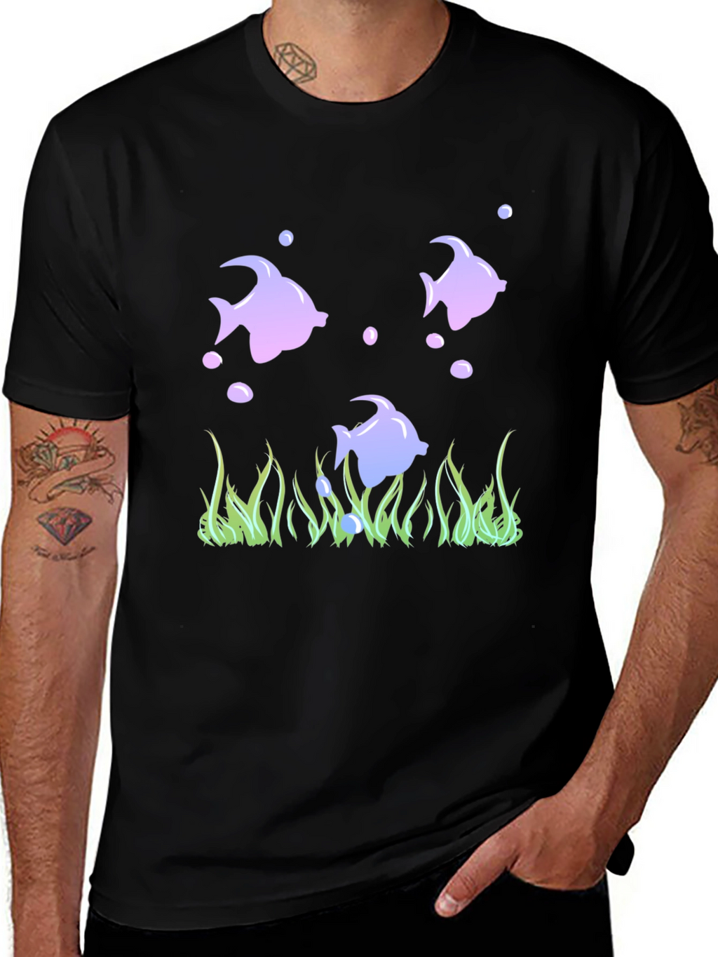 Fish Graphic Black Tee