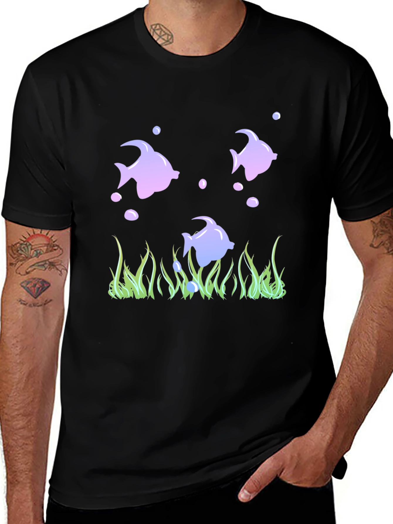 Fish Graphic Black Tee