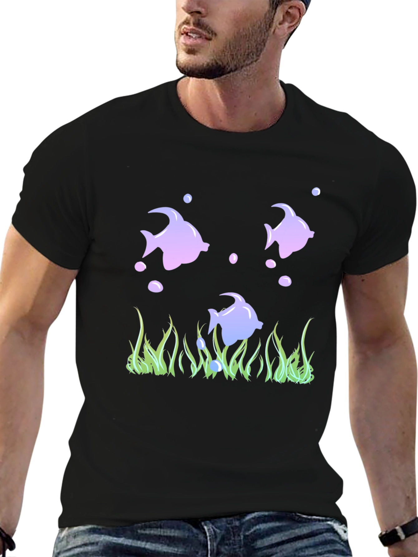 Fish Graphic Black Tee