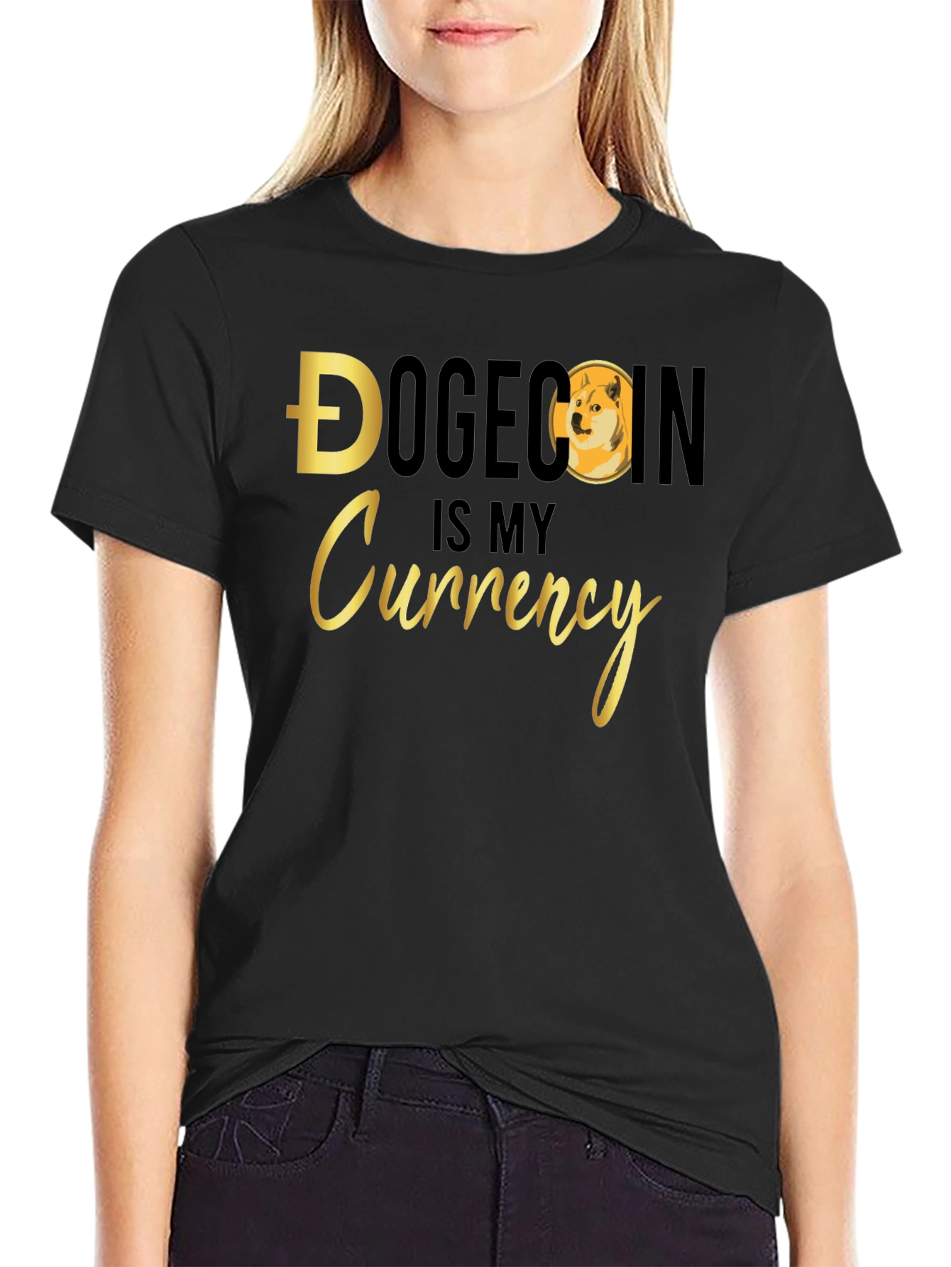 Dogecoin is My Currency Black T-Shirt