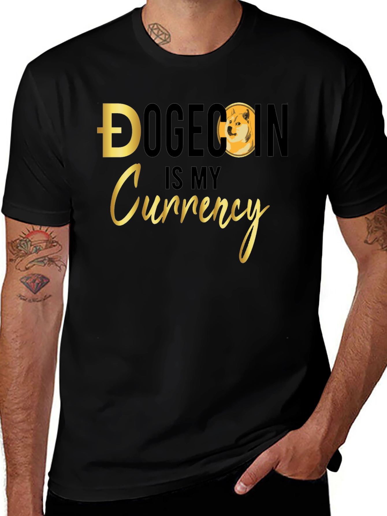 Dogecoin is My Currency Black T-Shirt