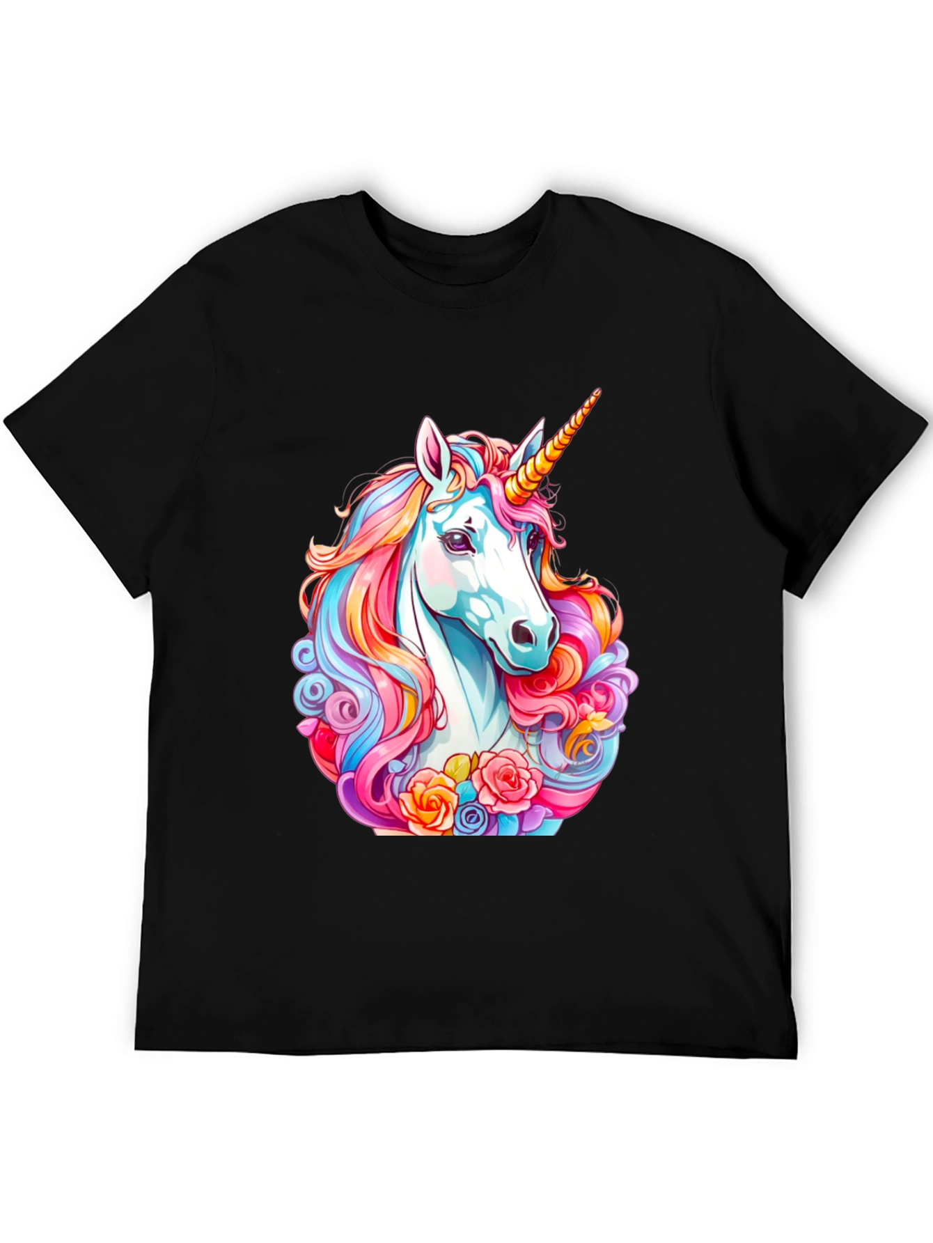 Unicorn Graphic Tee - Mens Black Cotton T-Shirt
