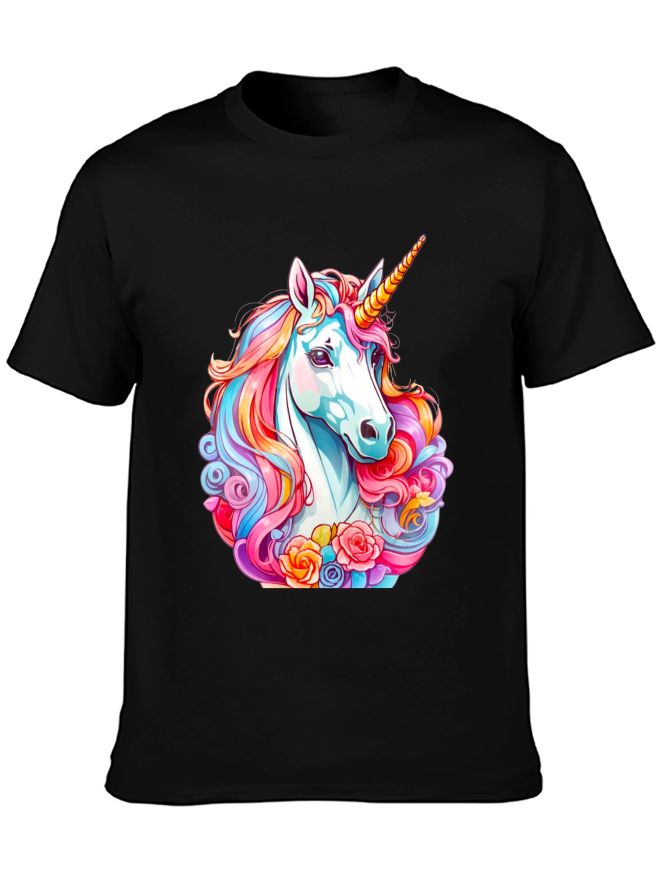 Unicorn Graphic Tee - Mens Black Cotton T-Shirt