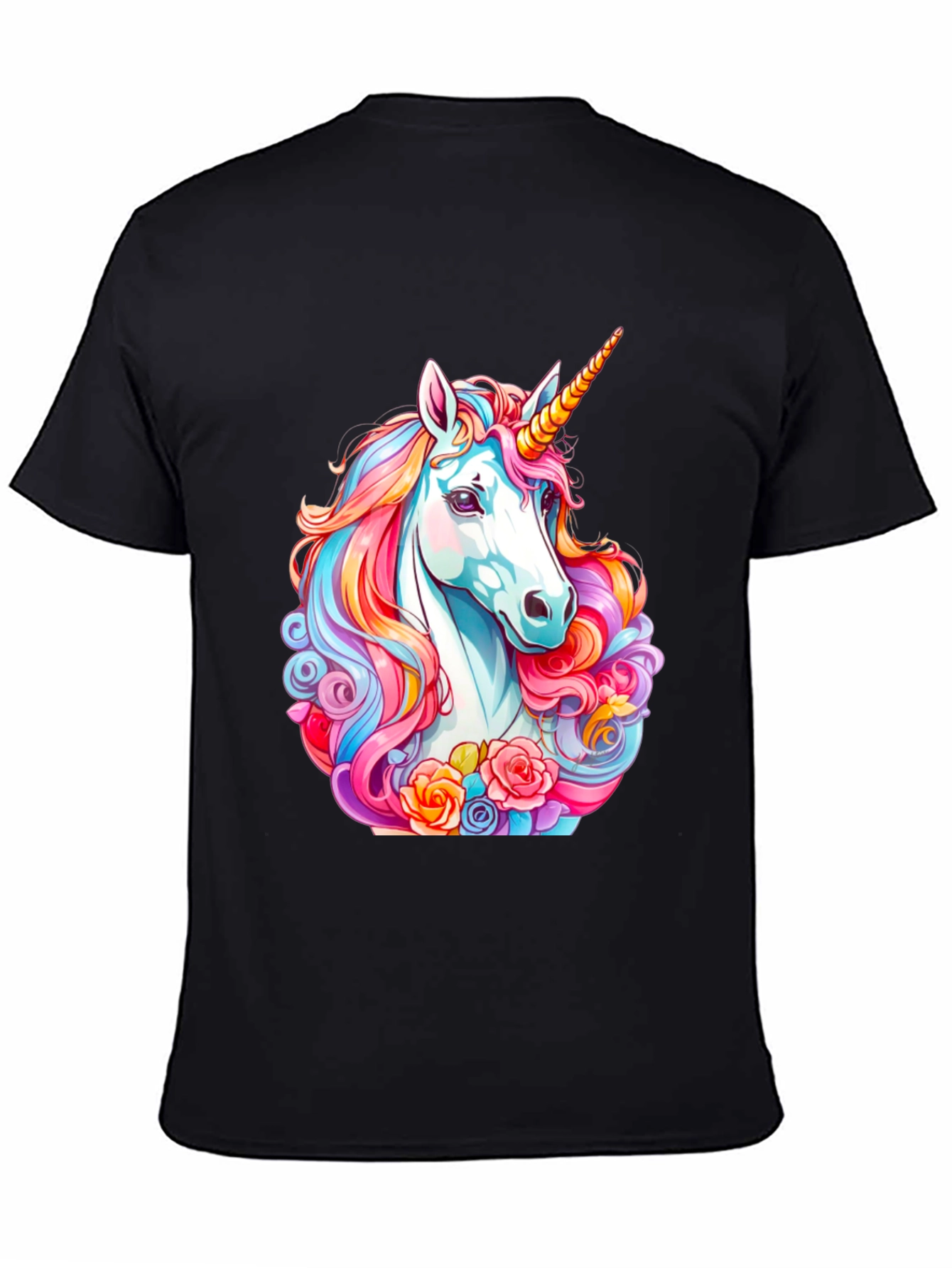Unicorn Graphic Tee - Mens Black Cotton T-Shirt