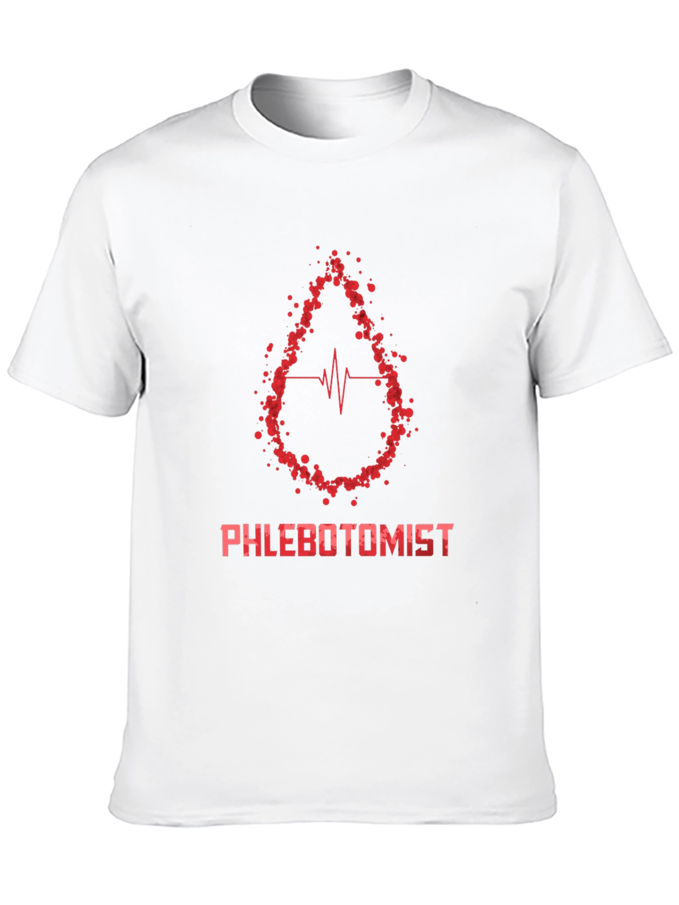 Phlebotomist T-Shirt - Blood Drop Heartbeat Design