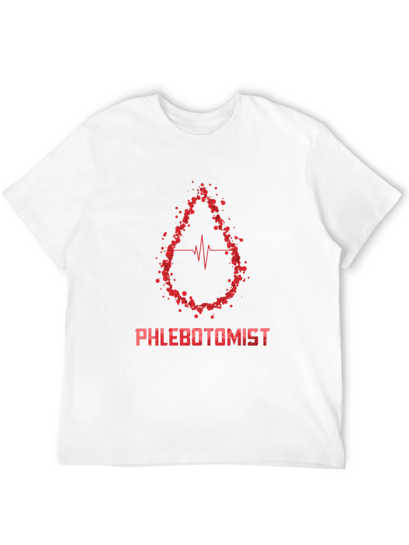 Phlebotomist T-Shirt - Blood Drop Heartbeat Design