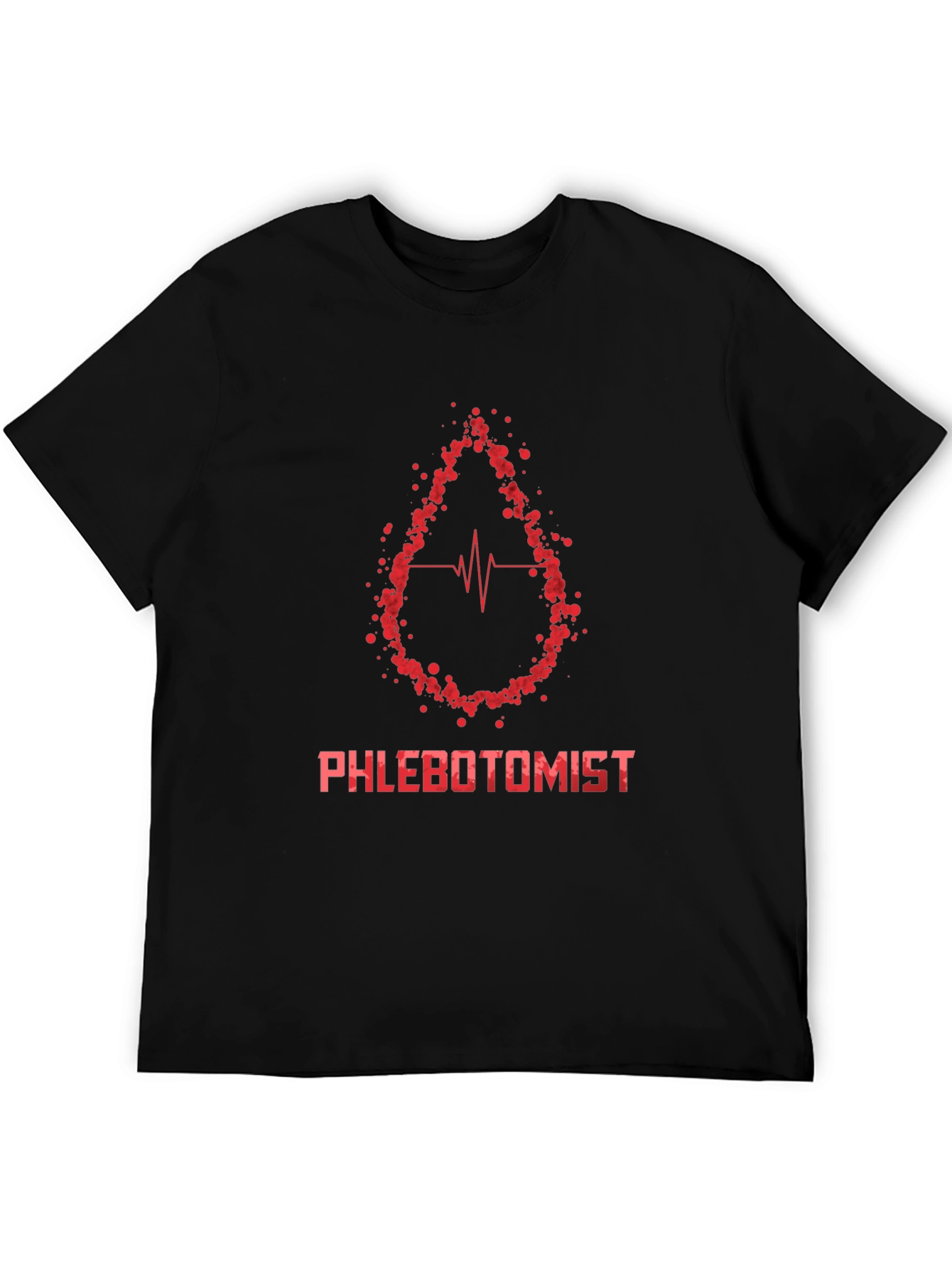 Phlebotomist T-Shirt - Blood Drop Heartbeat Design