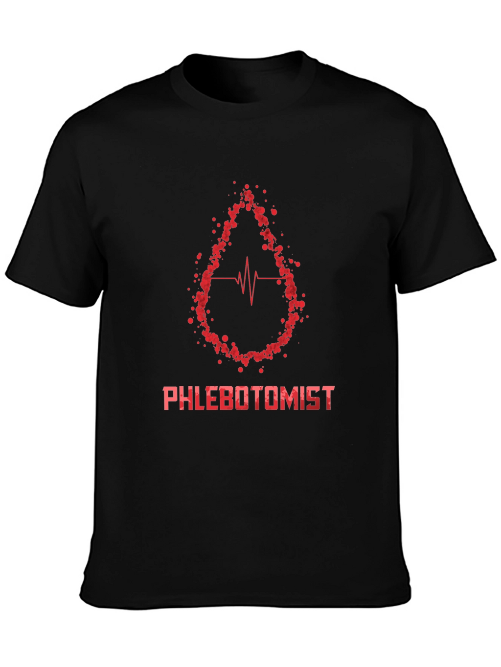 Phlebotomist T-Shirt - Blood Drop Heartbeat Design