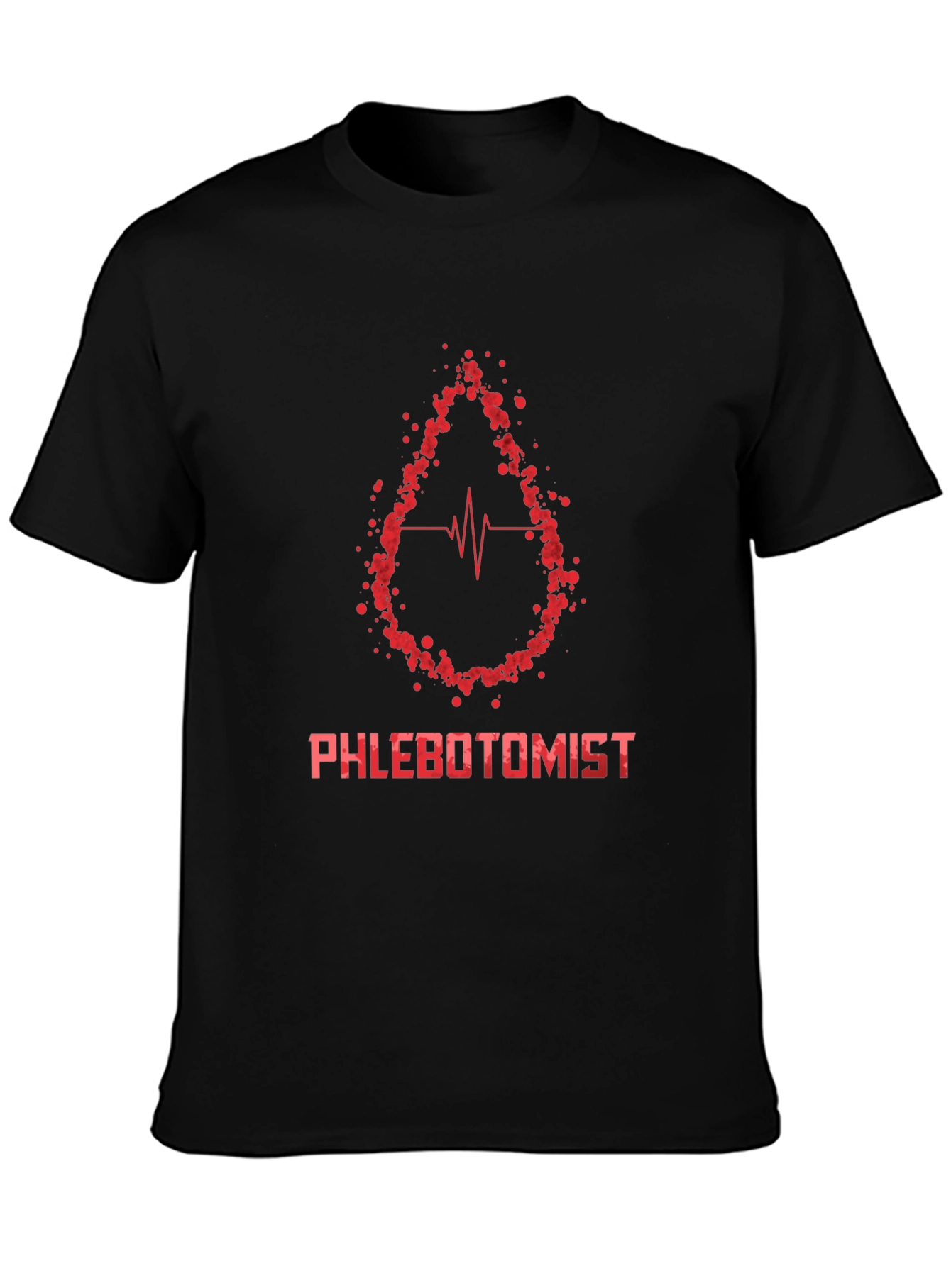 Phlebotomist T-Shirt - Blood Drop Heartbeat Design