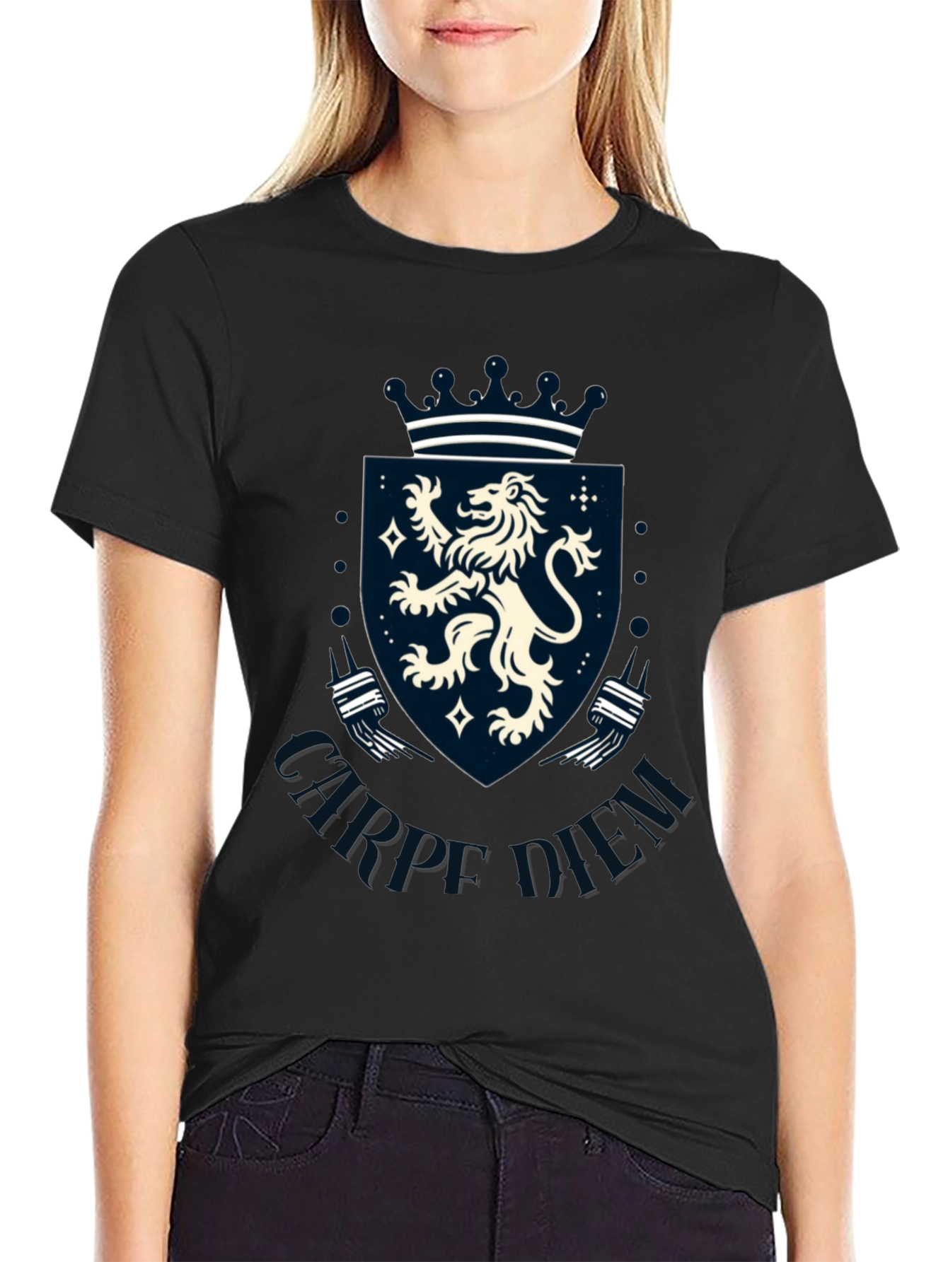 Carpe Diem Lion Crest Graphic T-Shirt