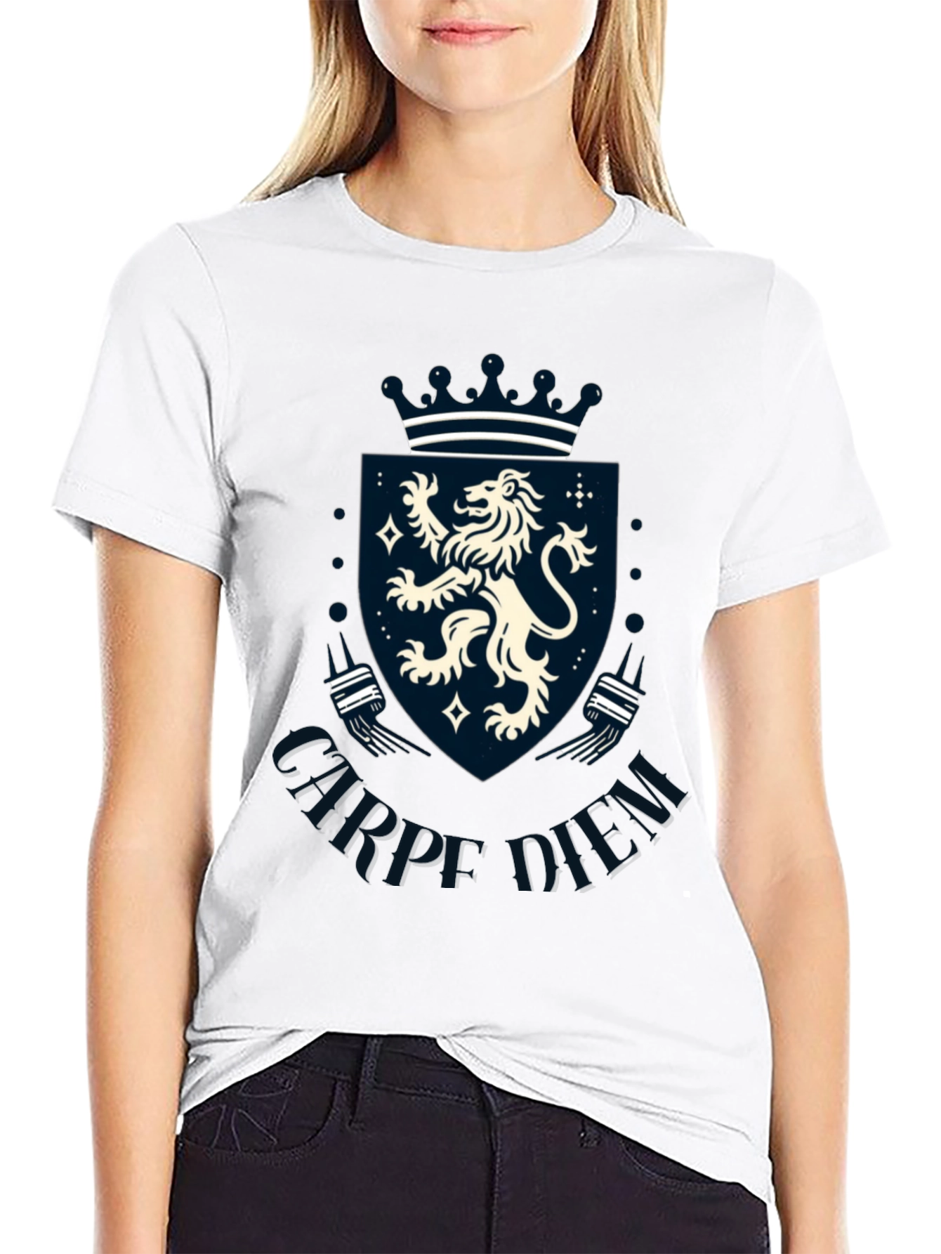Carpe Diem Lion Crest Graphic T-Shirt