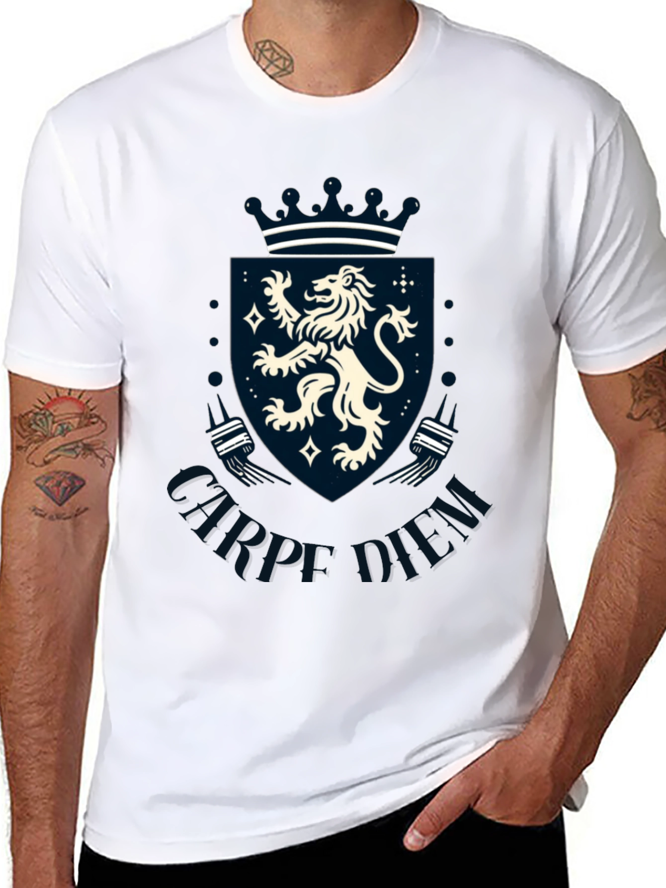 Carpe Diem Lion Crest Graphic T-Shirt