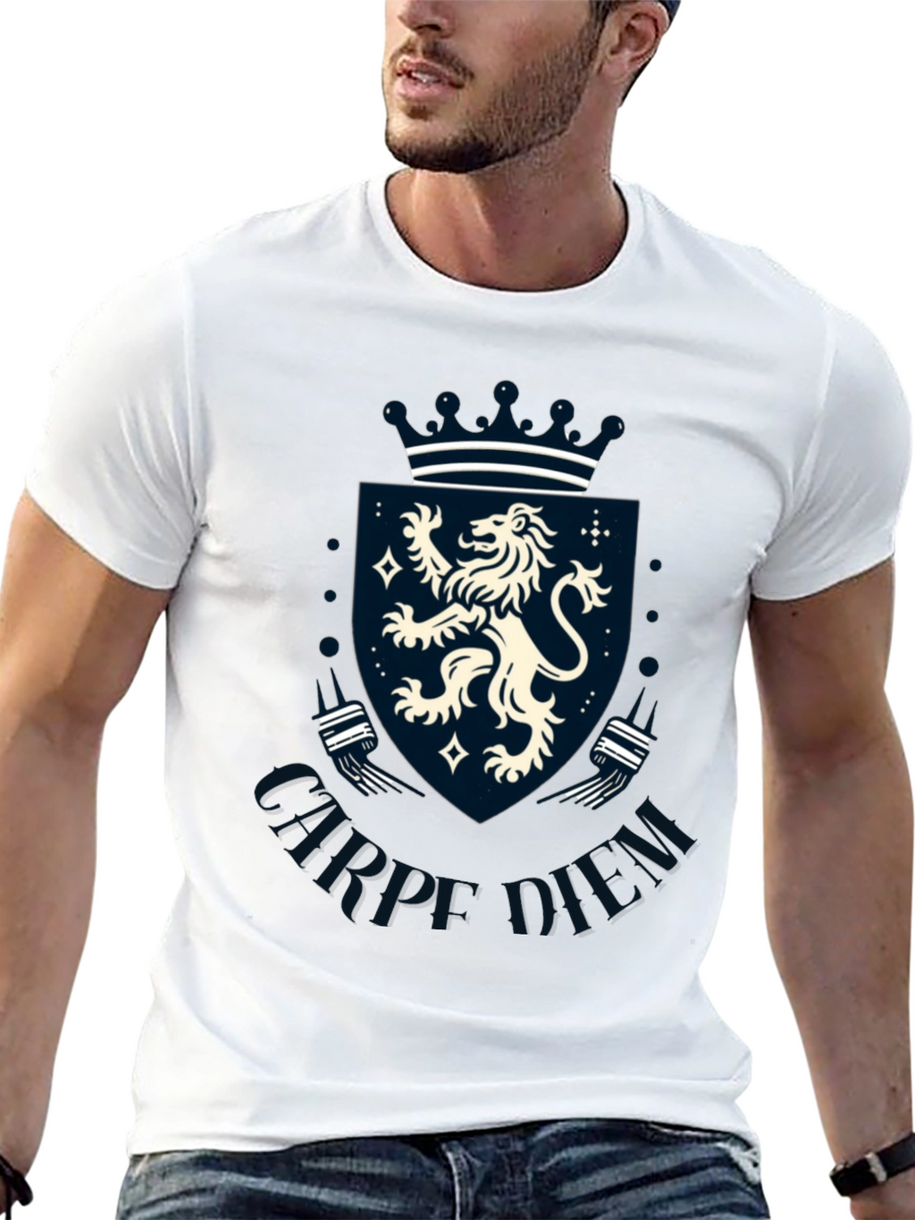 Carpe Diem Lion Crest Graphic T-Shirt