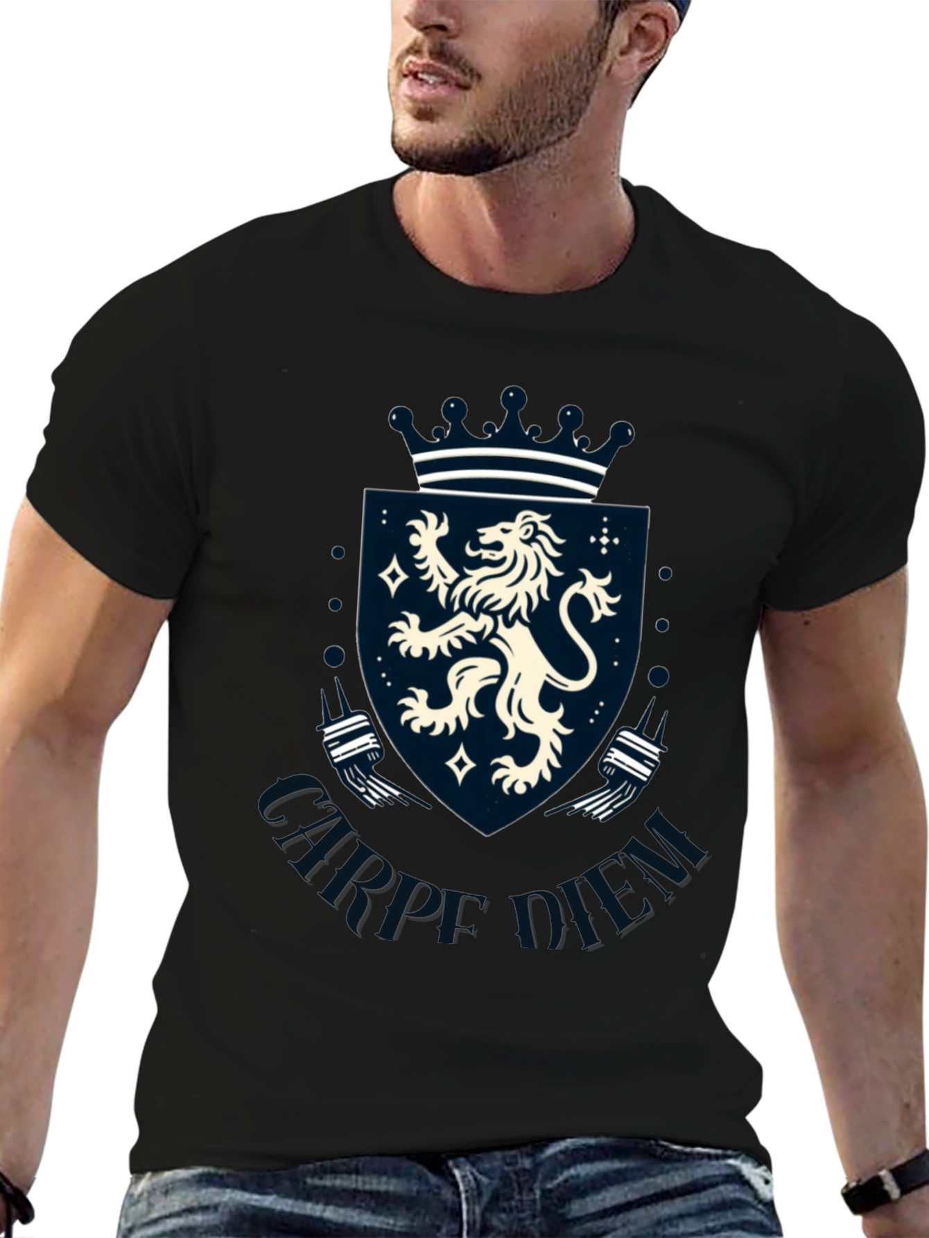 Carpe Diem Lion Crest Graphic T-Shirt