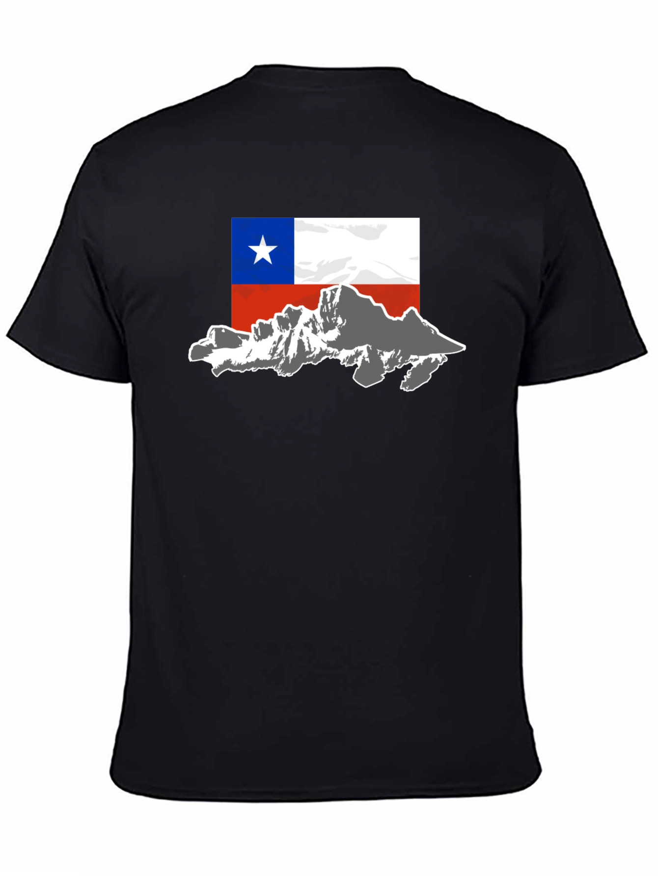 Chile Flag Mountain T-Shirt - Black Cotton Tee