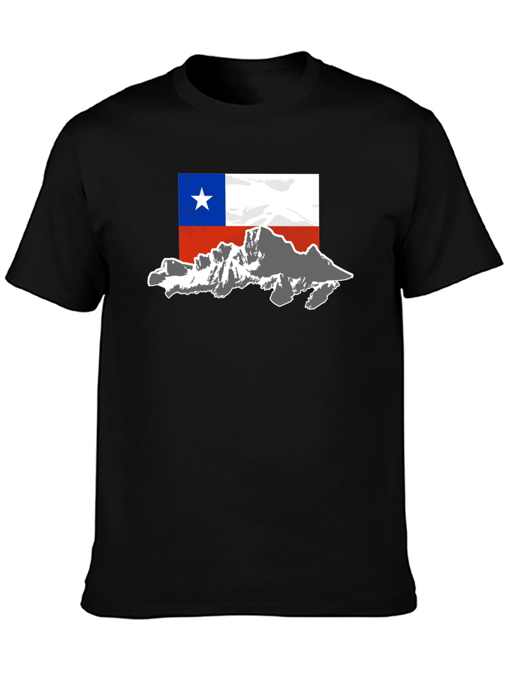Chile Flag Mountain T-Shirt - Black Cotton Tee